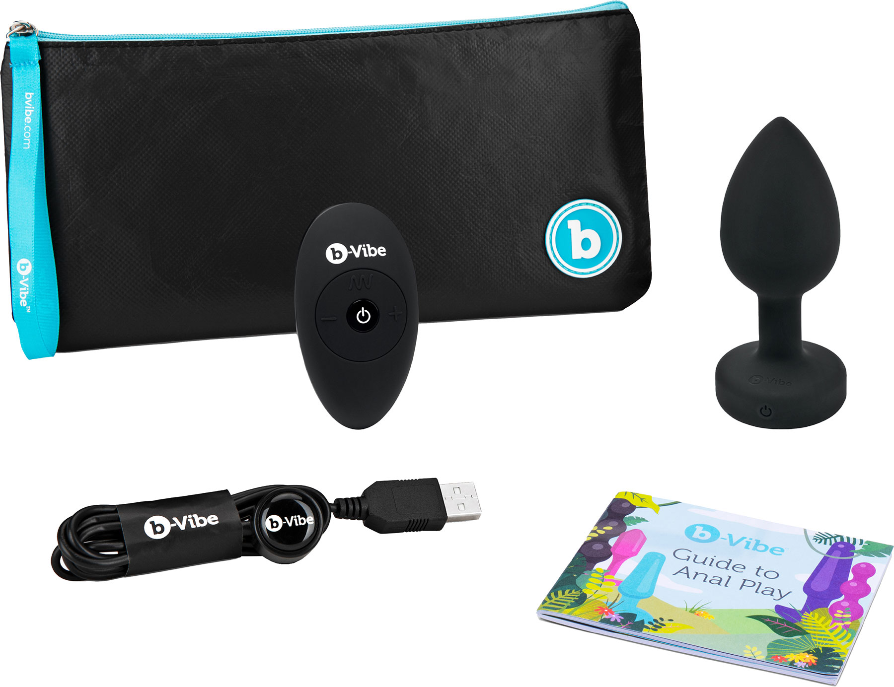 b-Vibe Vibrating Jewel Plug M/L Remote Control Vibrating Silicone Anal Toy - What's Included