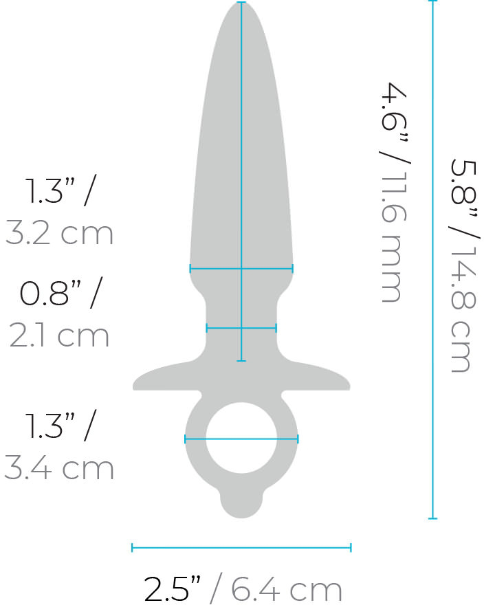 b-Vibe Butties Sleek Tapered Silicone Anal Plug - Measurements