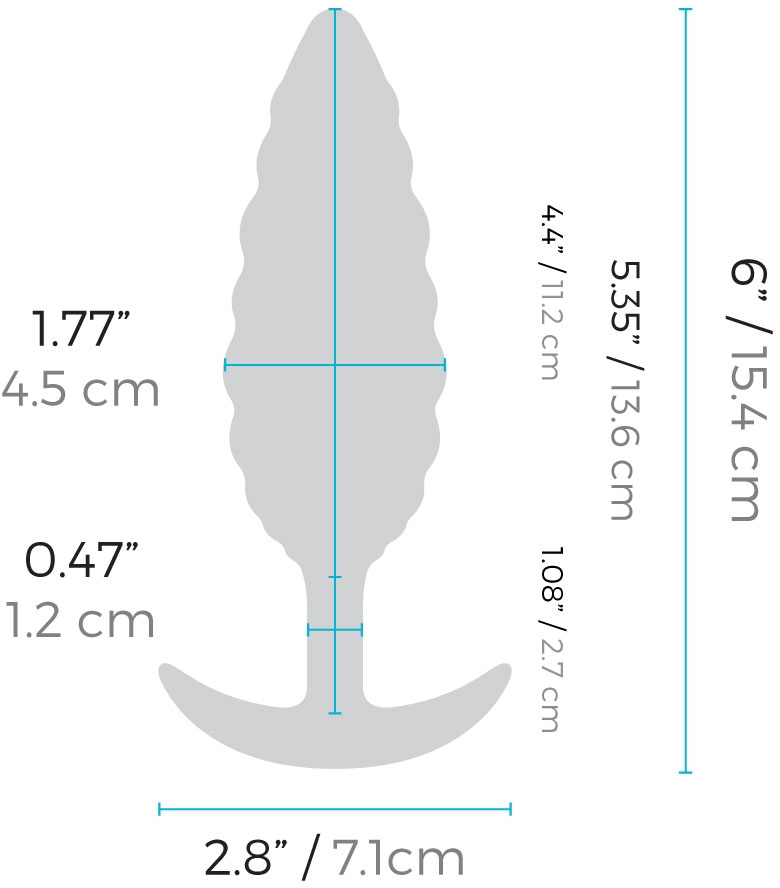 b-Vibe Twist Texture Medium Vibrating Rechargeable Anal Plug - Measurements