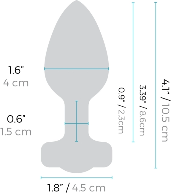 b-Vibe Vibrating Heart Silicone Rechargeable Anal Plug With Remote - Medium / Large - Measurements