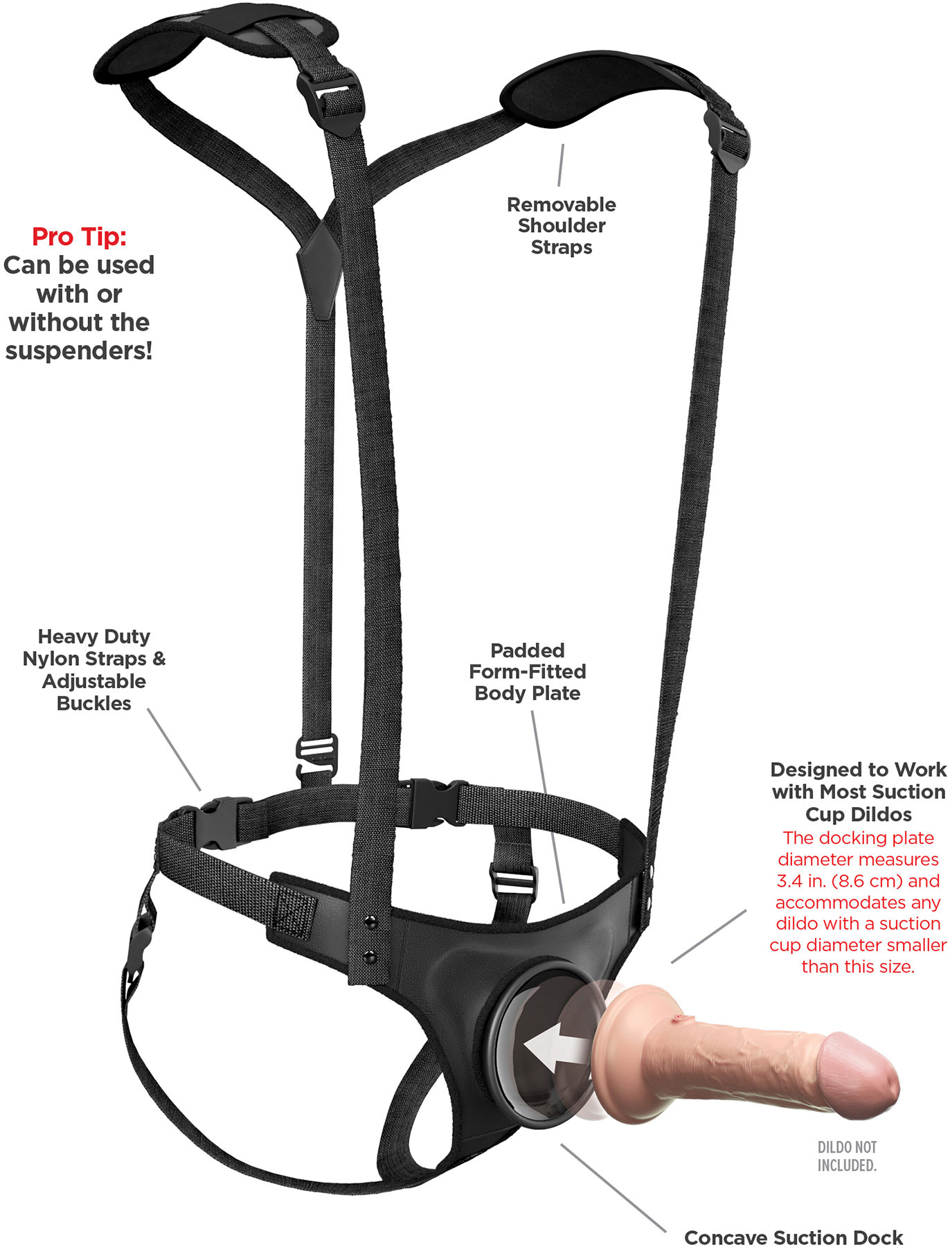 Body Dock Suspenders Strap-On Harness System - Features Graphic