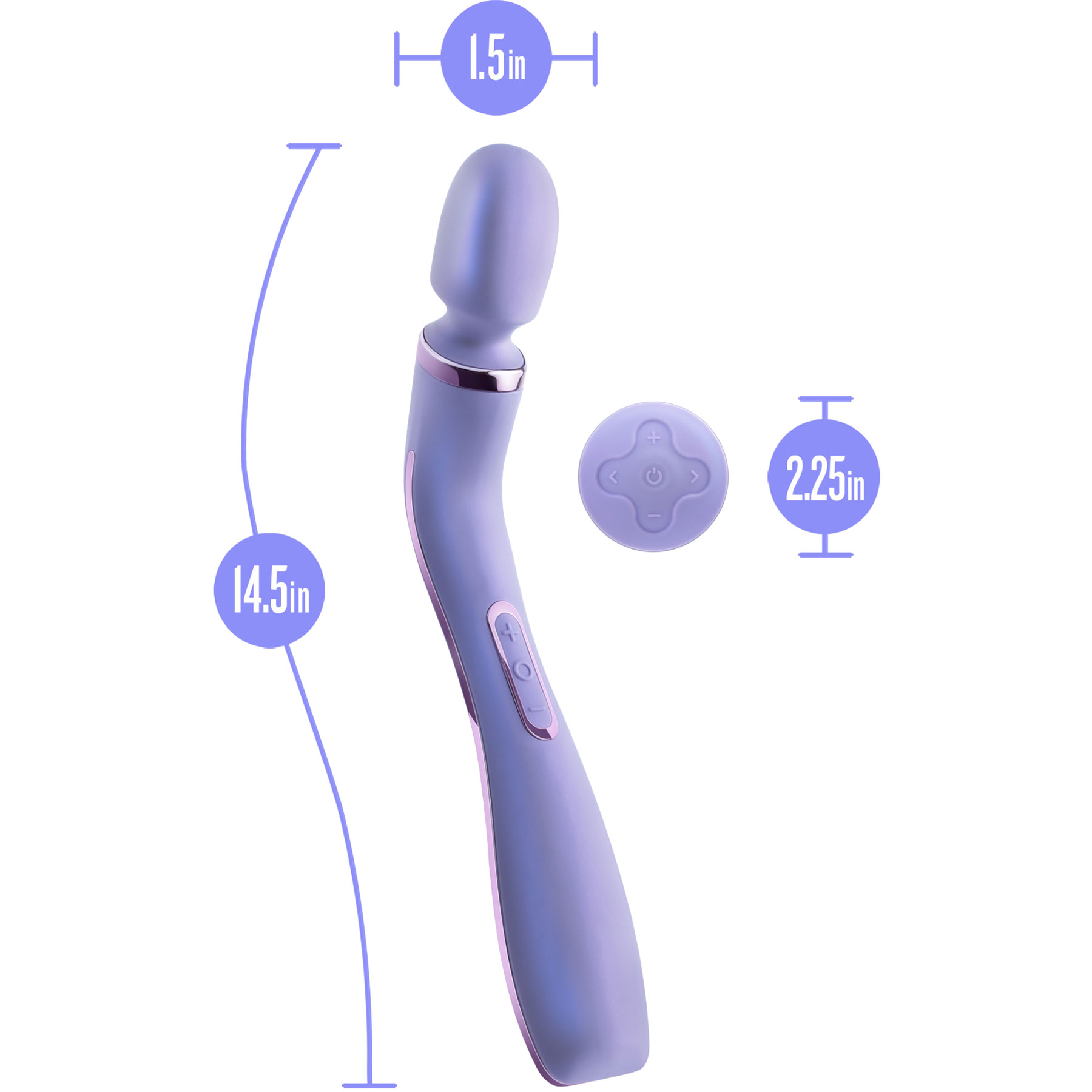 Wellness Eternal Wand Rechargeable Waterproof Silicone Vibrating Body Massager - Measurements