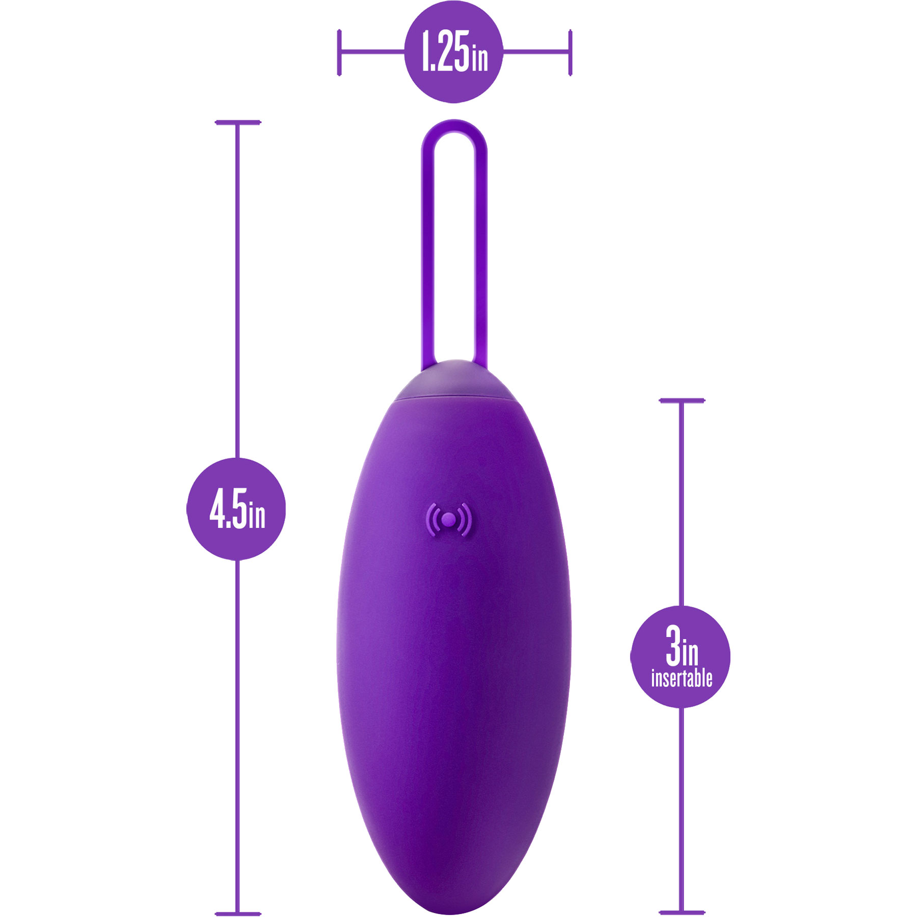 Wellness Imara Rechargeable Waterproof Silicone Vibrating Egg With Remote - Measurements