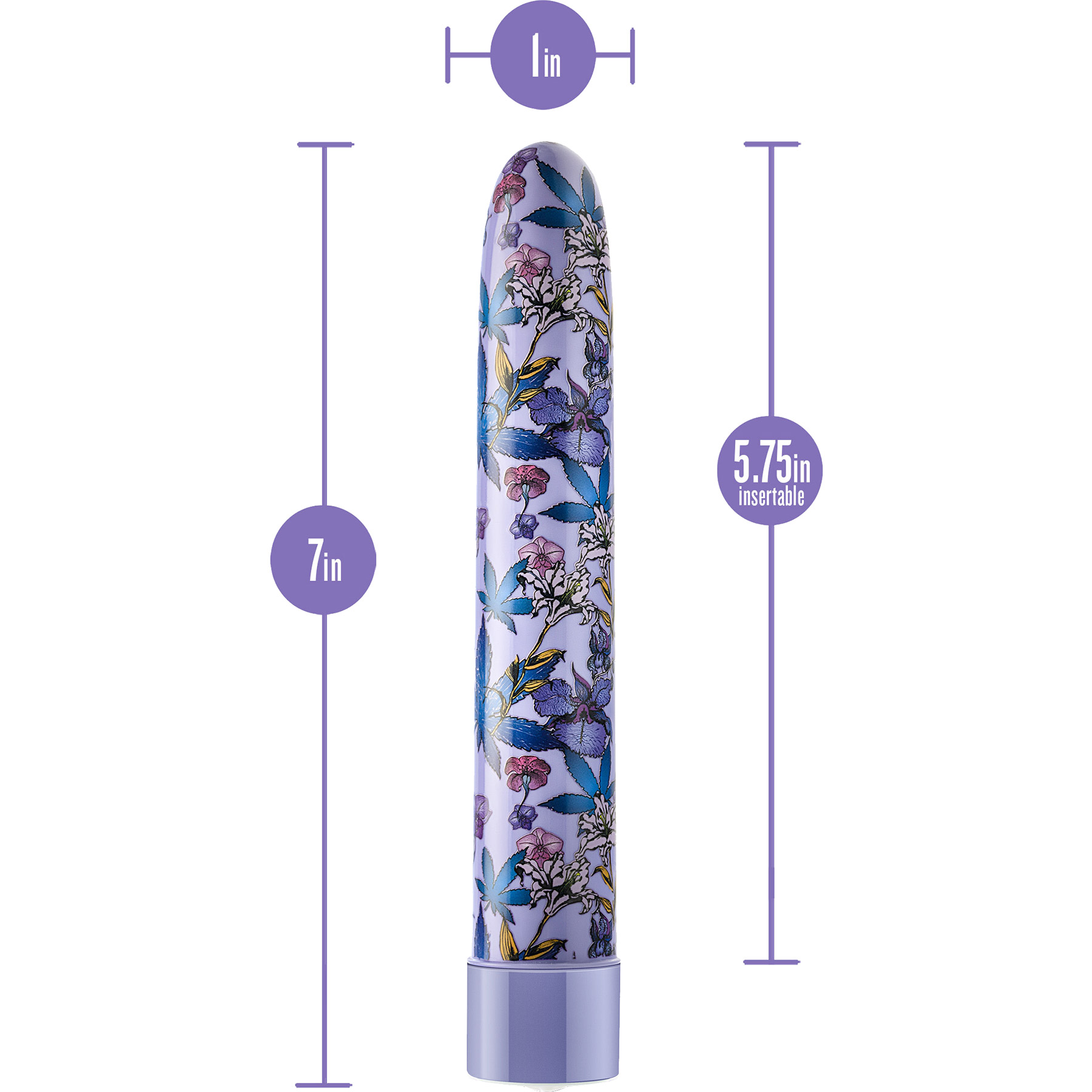 Limited Addiction Floradelic Rechargeable Waterproof Slimline Vibrator - Measurements