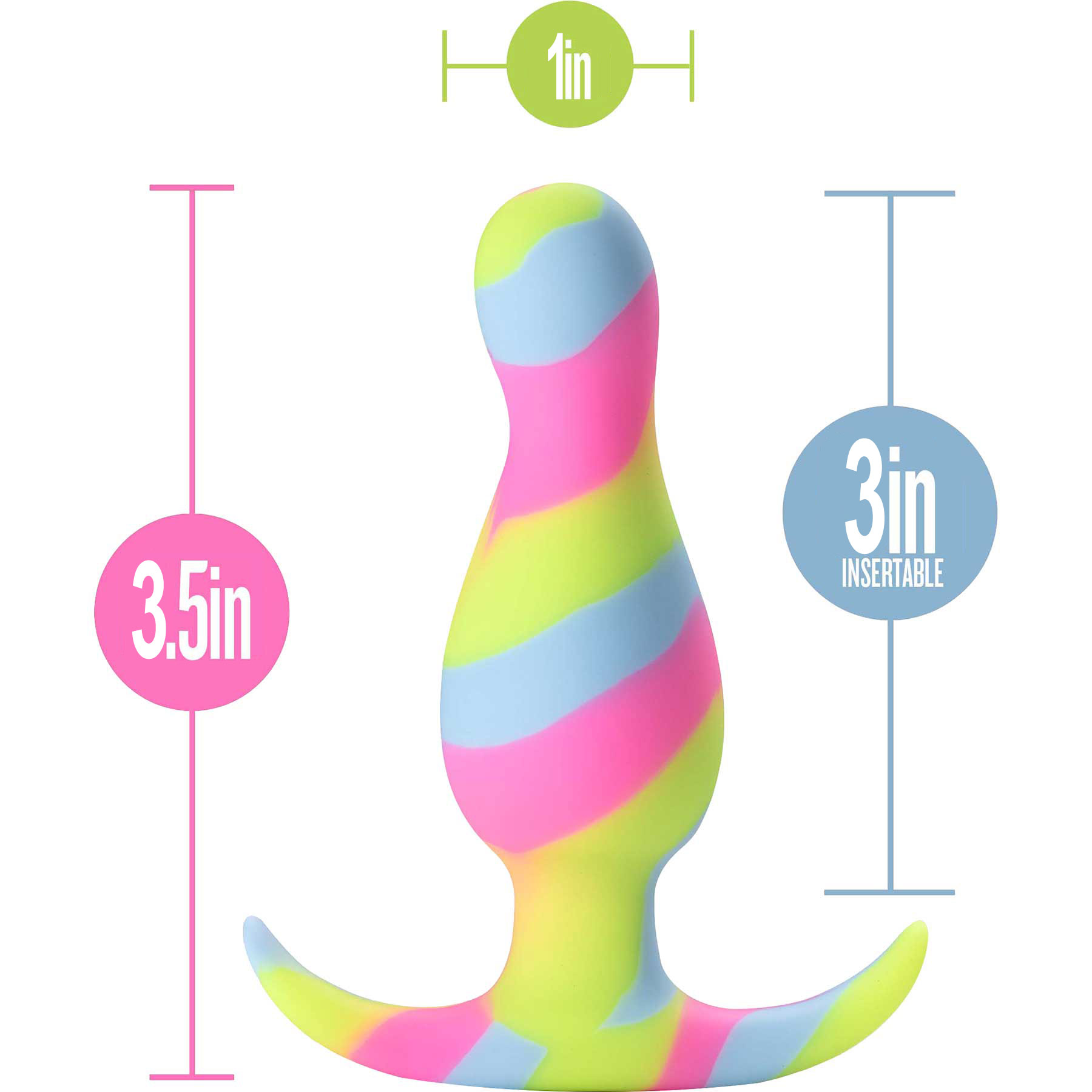 Avant Kaleido Silicone Butt Plug By Blush - Measurements