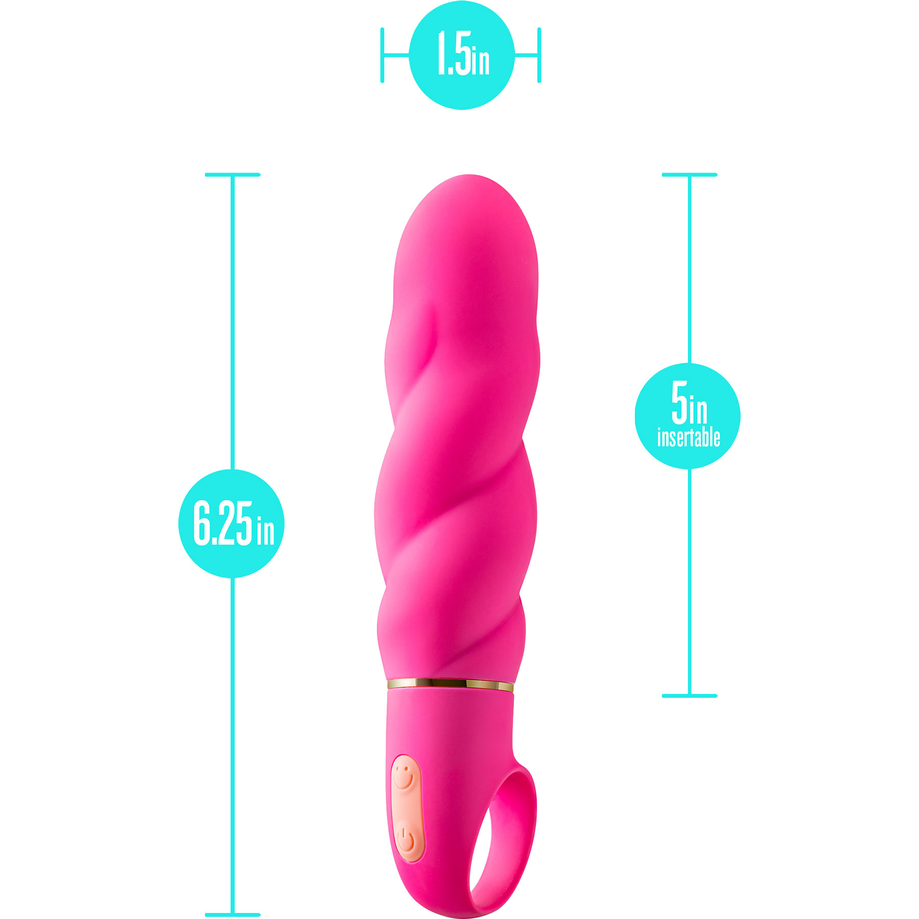 Aria Amazing AF 10-Function Silicone Waterproof Vibrator - Measurements