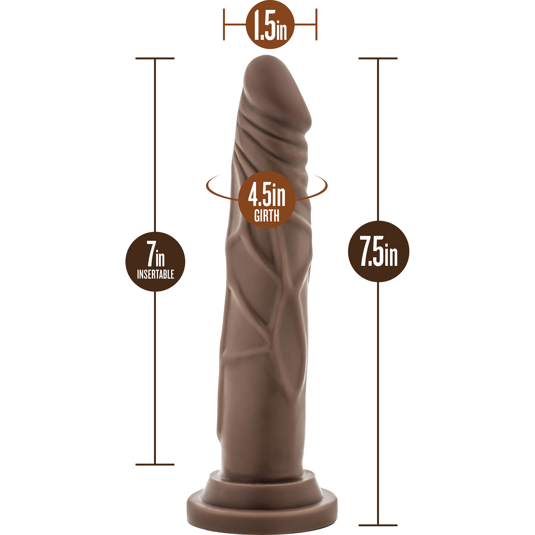 Dr. Skin Dr. Carter Realistic Silicone Dildo With Suction Cup By Blush - Measurements