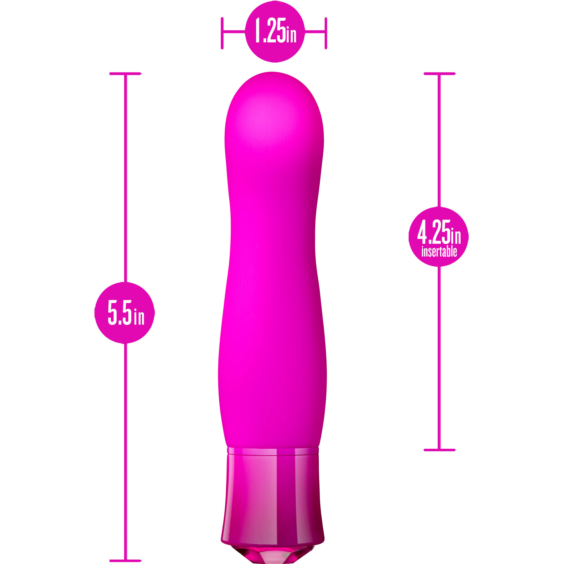 Oh My Gem Exclusive Rechargeable Waterproof Silicone Warming G-Spot Vibrator - Measurements
