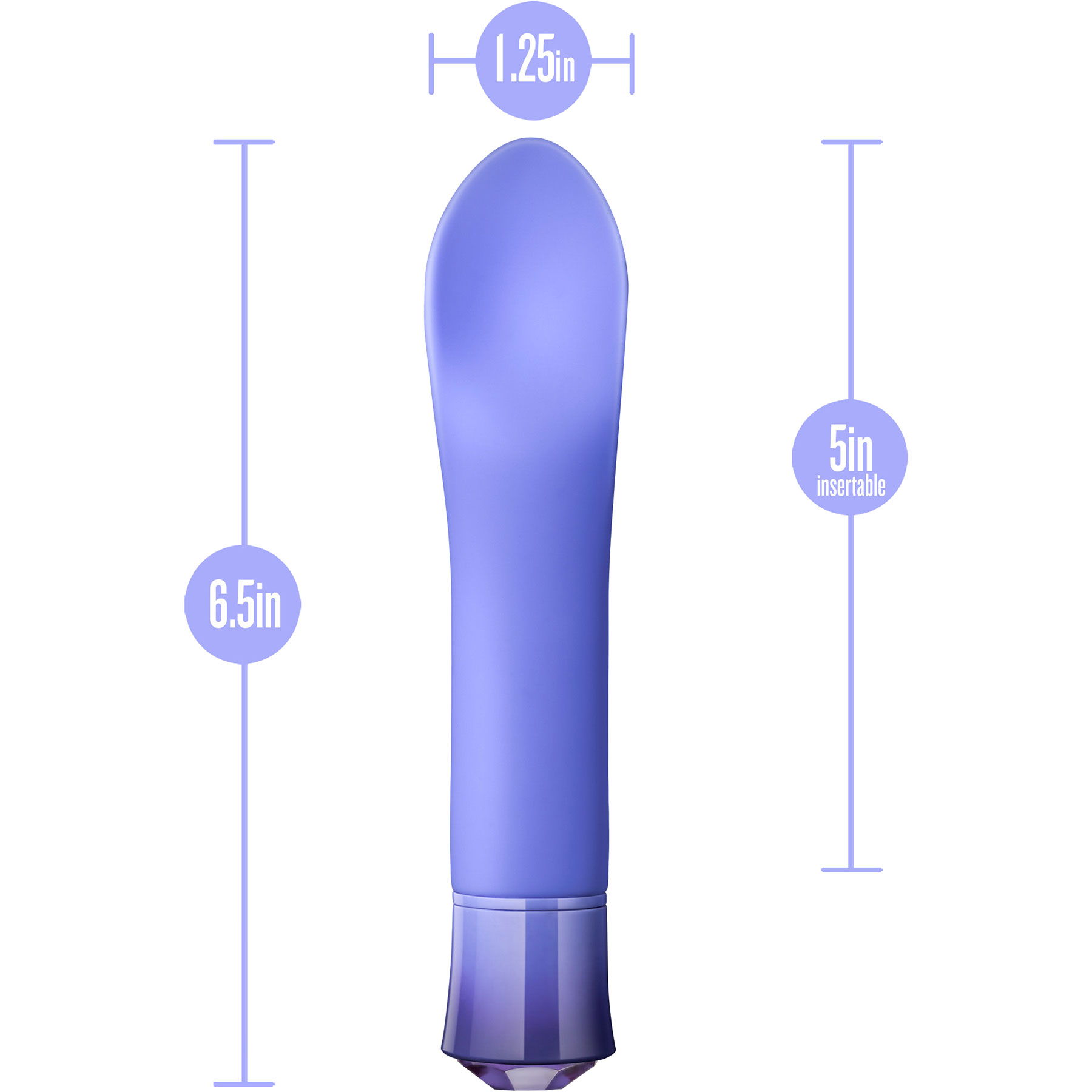 Oh My Gem Enrapture Rechargeable Waterproof Silicone Warming Clitoral Vibrator - Measurements