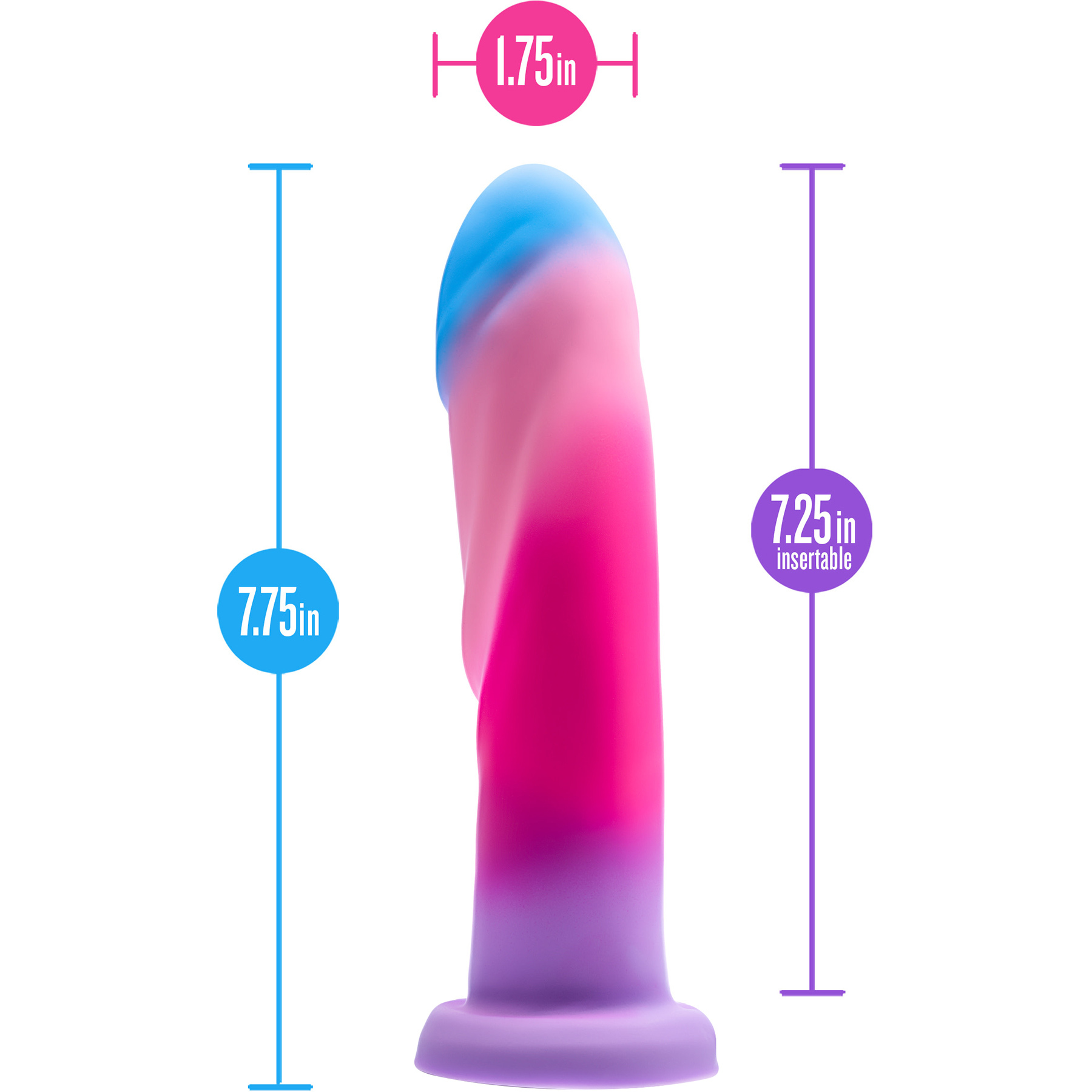 Avant Borealis Dreams Silicone Suction Cup Dildo - Measurements