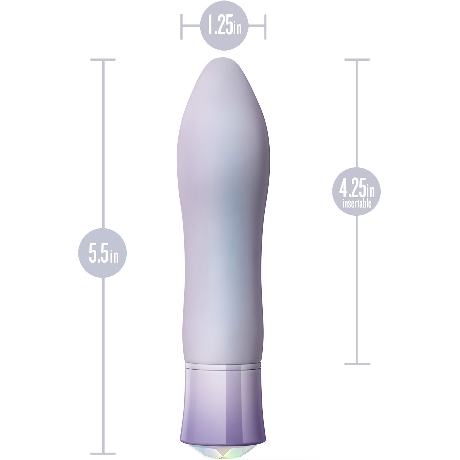 Oh My Gem Revival Rechargeable Waterproof Silicone Warming Vibrator - Measurements