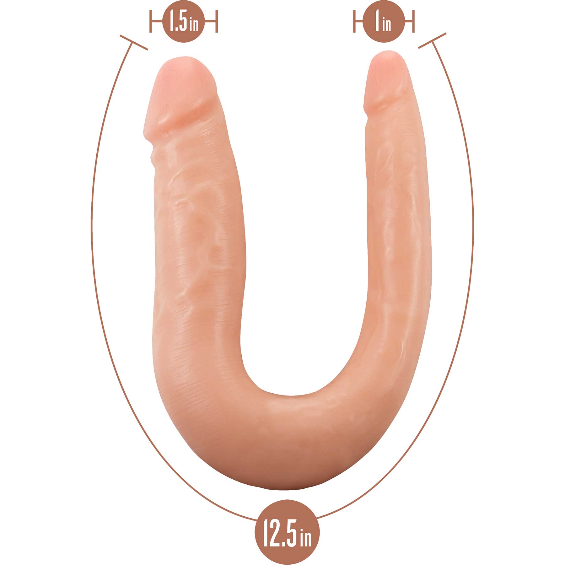 Dr. Skin Dr. Double 12.5" Realistic Silicone Mini Double Dildo By Blush - Measurements