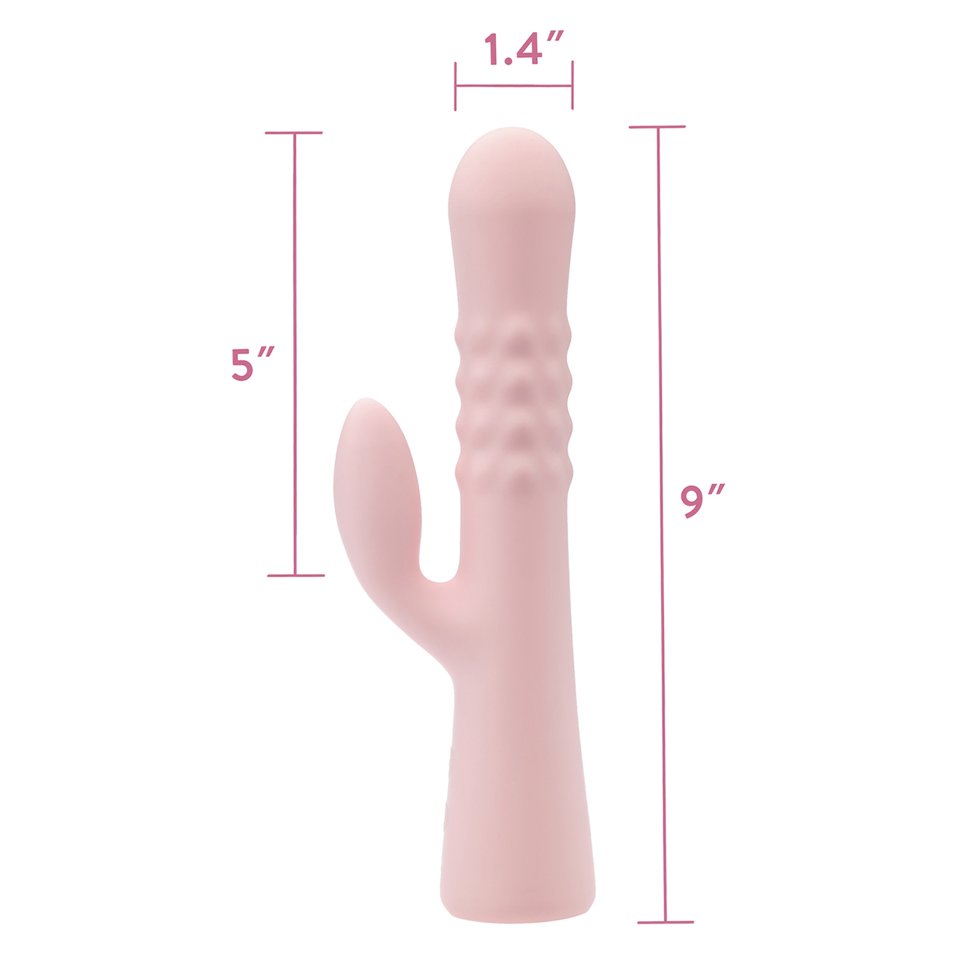 Jaymie Rechargeable Waterproof Silicone Pulsating Dual Stimulation Vibrator - Measurements