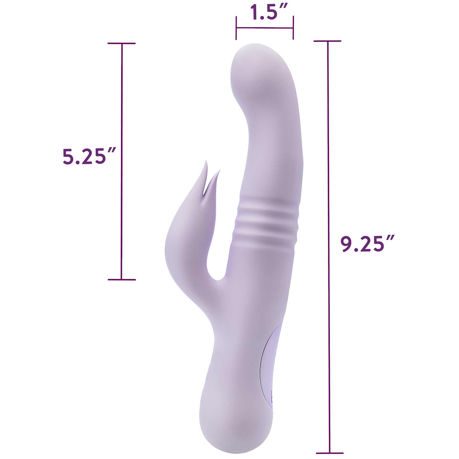 Rylee Rechargeable Waterproof Silicone Thrusting Dual Stimulation Vibrator - Measurements