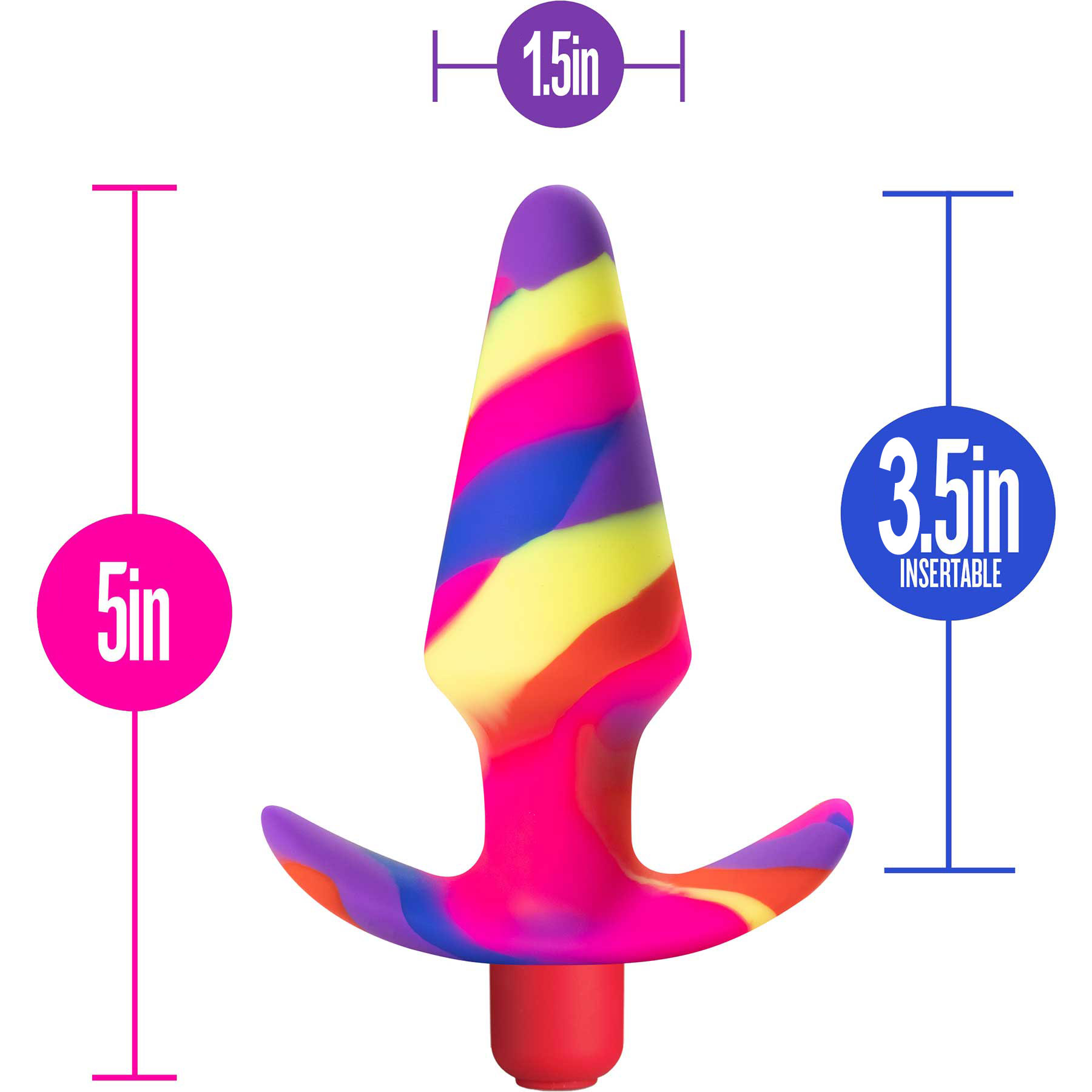 Avant Free Spirit Waterproof Vibrating Silicone Butt Plug By Blush - Measurements