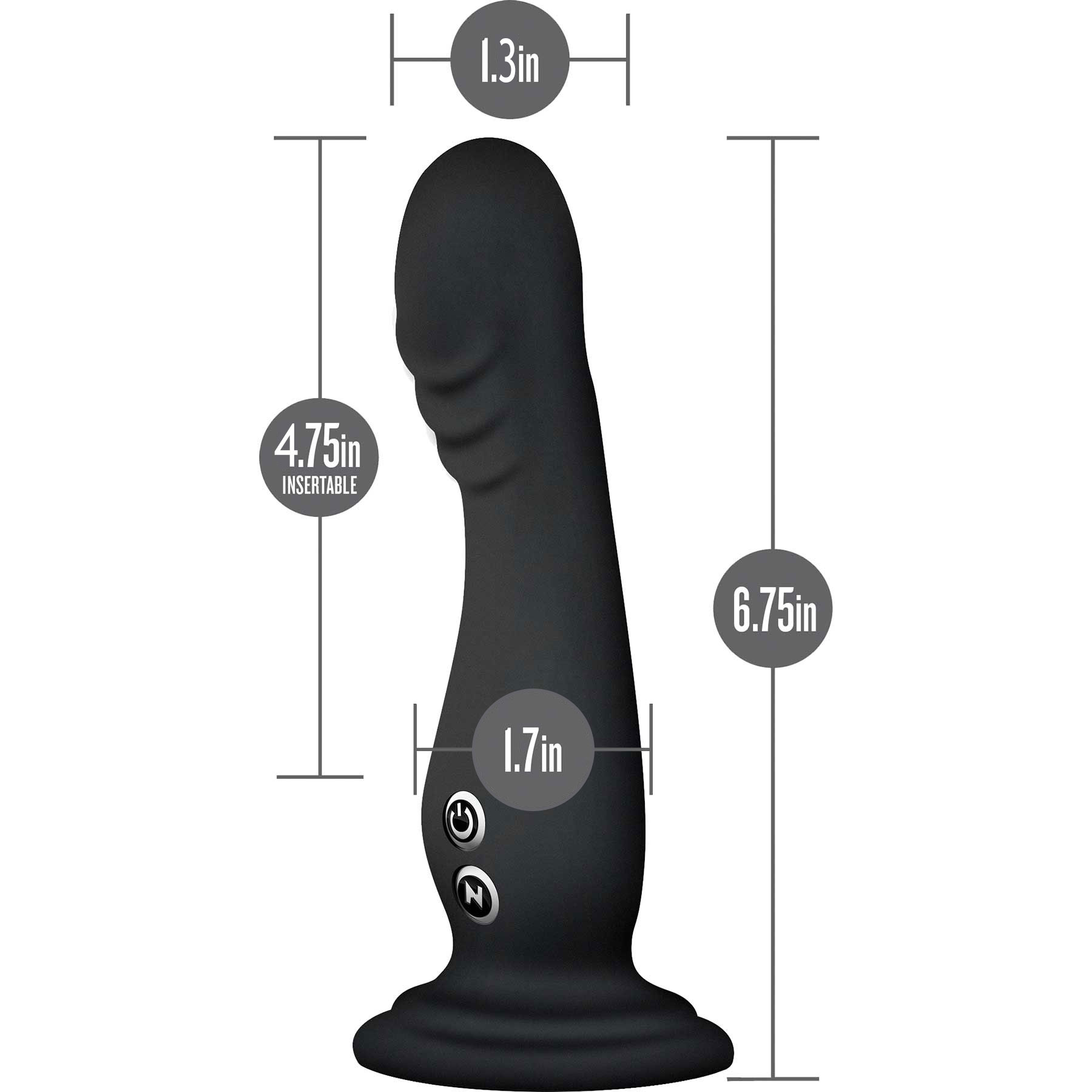 Impressions Amsterdam Rechargeable Waterproof Silicone G-Spot Vibrator With Suction Cup By Blush - Measurements