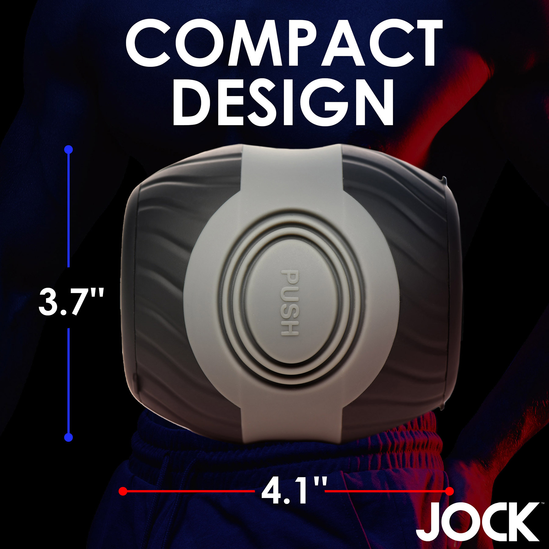 Jock 10X Vibrating & Squeezing Rechargeable Open Ended Stroker Penis Masturbator - Measurements