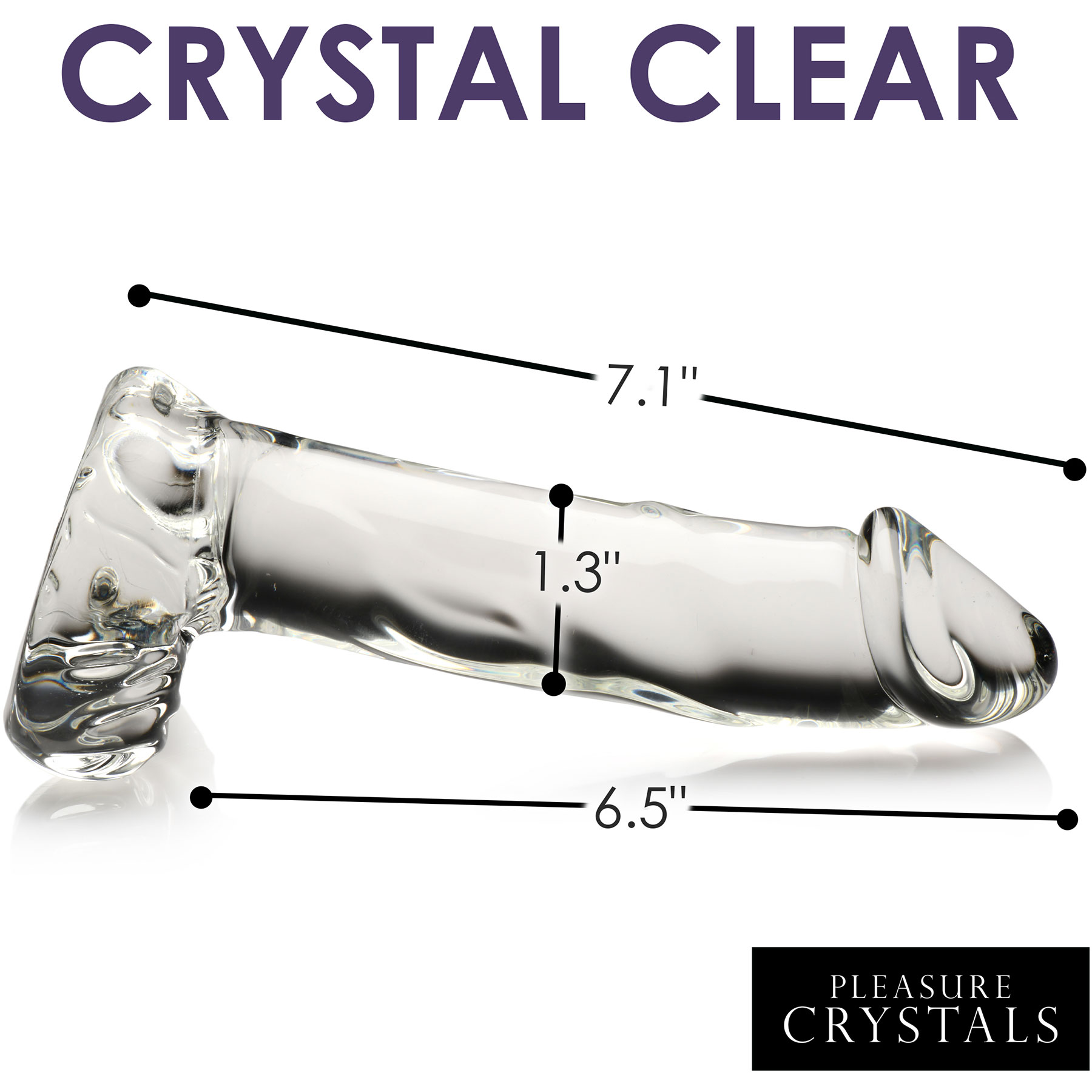 Pleasure Crystals 7.1" Glass Dildo With Balls Measurements