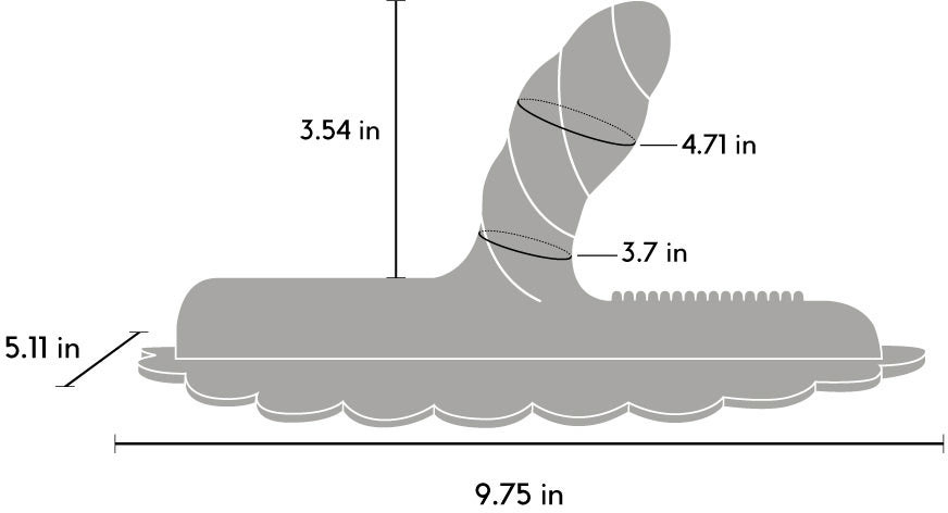 The Unicorn Uni Horn G-Spot & P-Spot Textured Dual Stimulation Silicone Attachment - Measurements