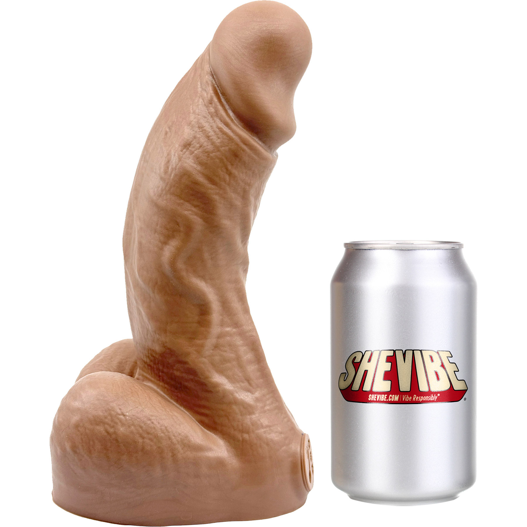 BIG Daddy Dallas XL 9" Platinum Silicone Realistic Dildo By Dee's Big Daddies - With Can For Size Reference