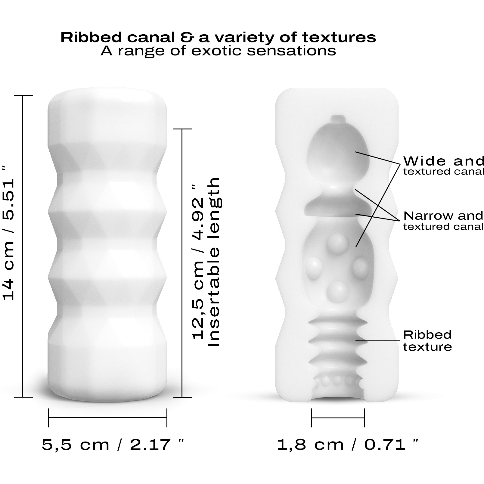 Dorcel Cup Exotic Textured Penis Masturbator - Measurements