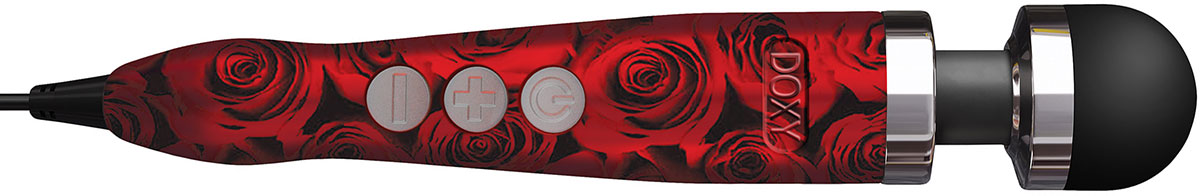 Doxy Number 3 Aluminum Extra Powerful Massage Wand Vibrator - Roses - Side View