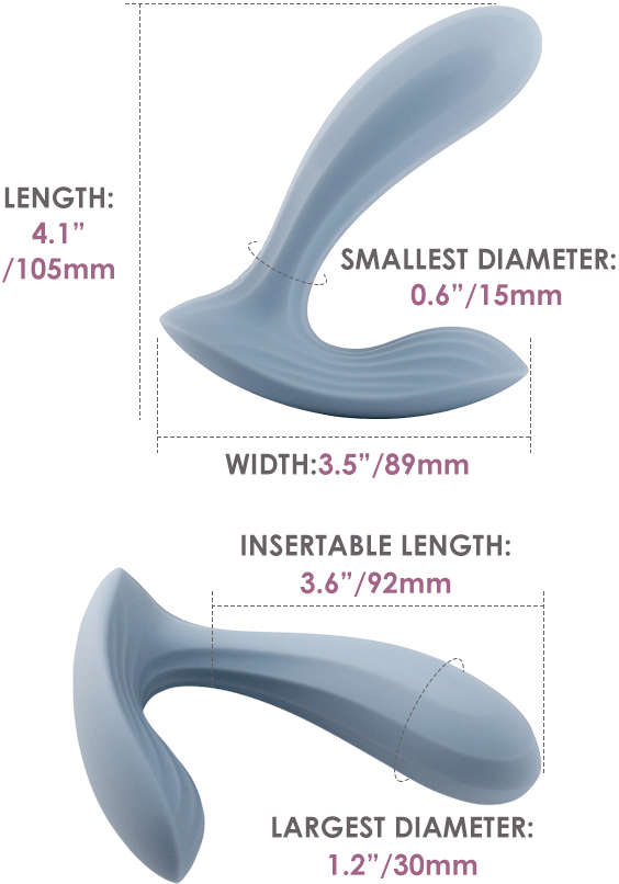 SVAKOM ERICA Wearable App Controlled Silicone Dual Stimulation Vibrator - Measurements