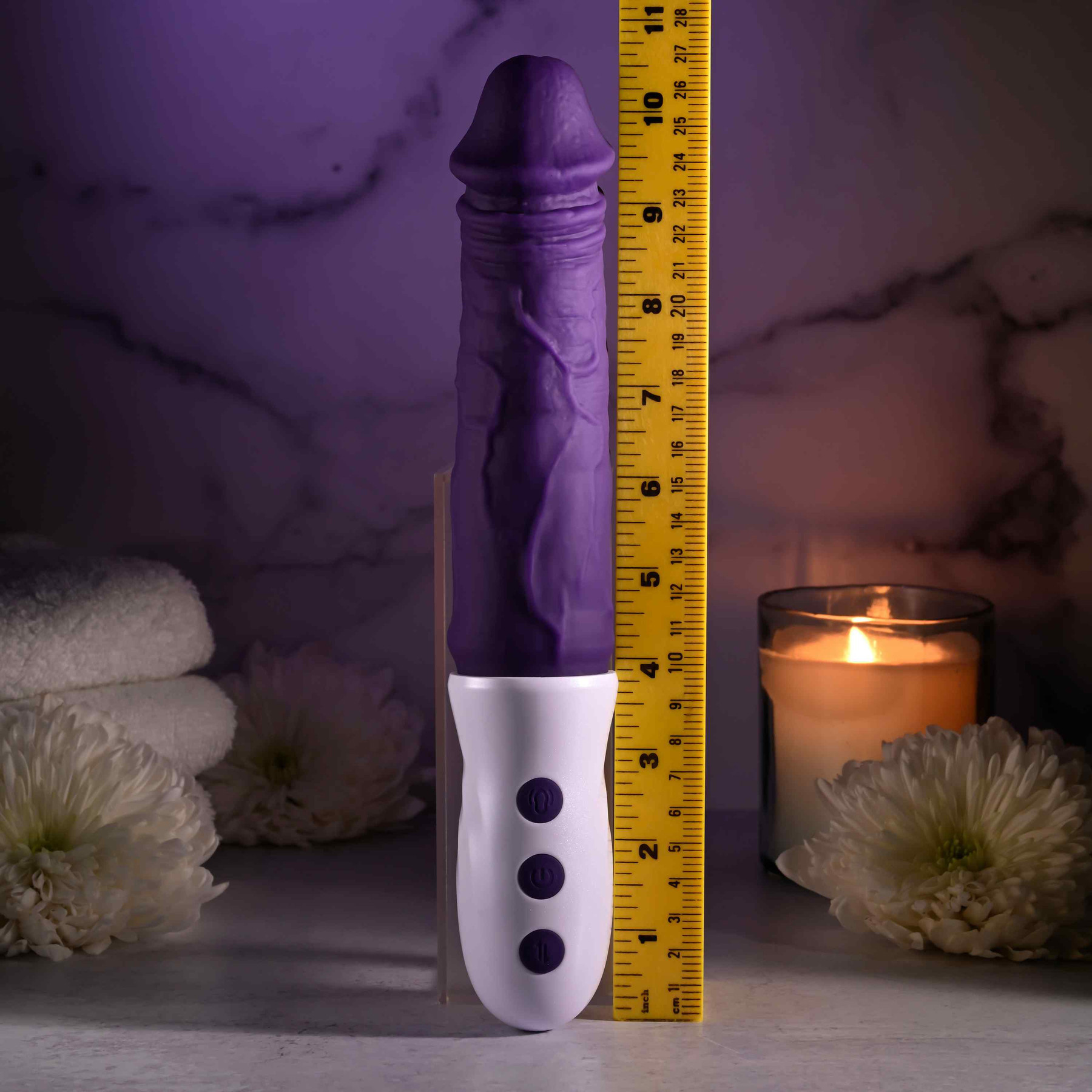 Plum Thrust Rechargeable Waterproof Thrusting & Vibrating Silicone Dildo - Measurements