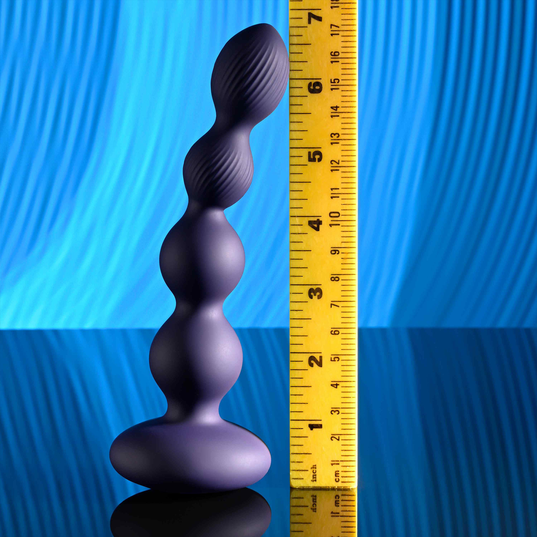 Pleasure Orbit Rechargeable Silicone Twirling, Vibrating Anal Beads With Remote - Measurements