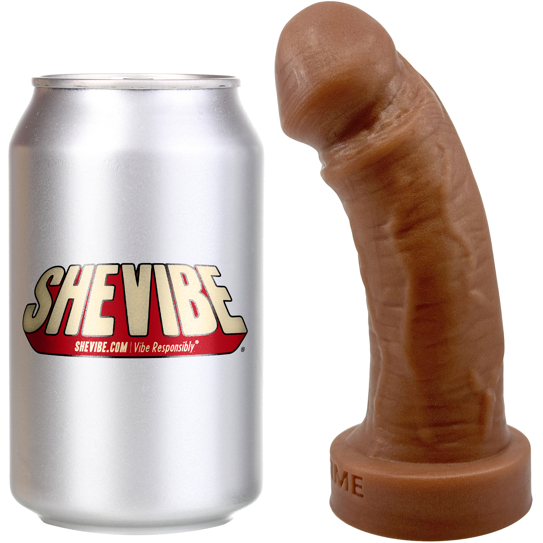 The Felix Short 5.5" Platinum Silicone Realistic Dildo By Uberrime - With Soda Can