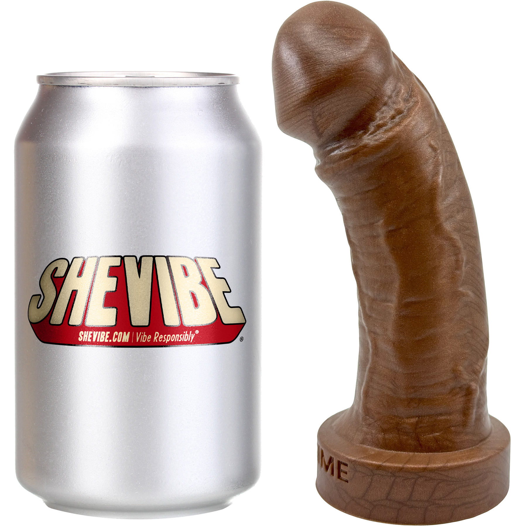 The Felix Short 5.5" Platinum Silicone Realistic Dildo By Uberrime - With Soda Can