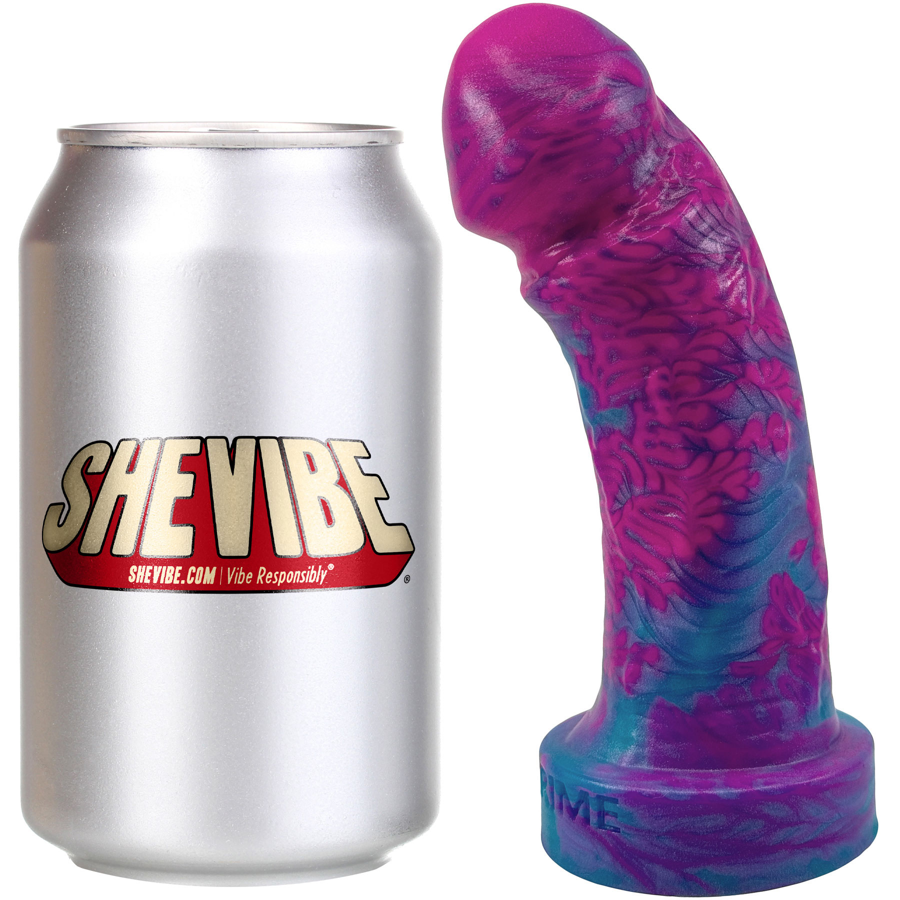 The Felix Short 5.5" Platinum Silicone Realistic Dildo By Uberrime - With Soda Can