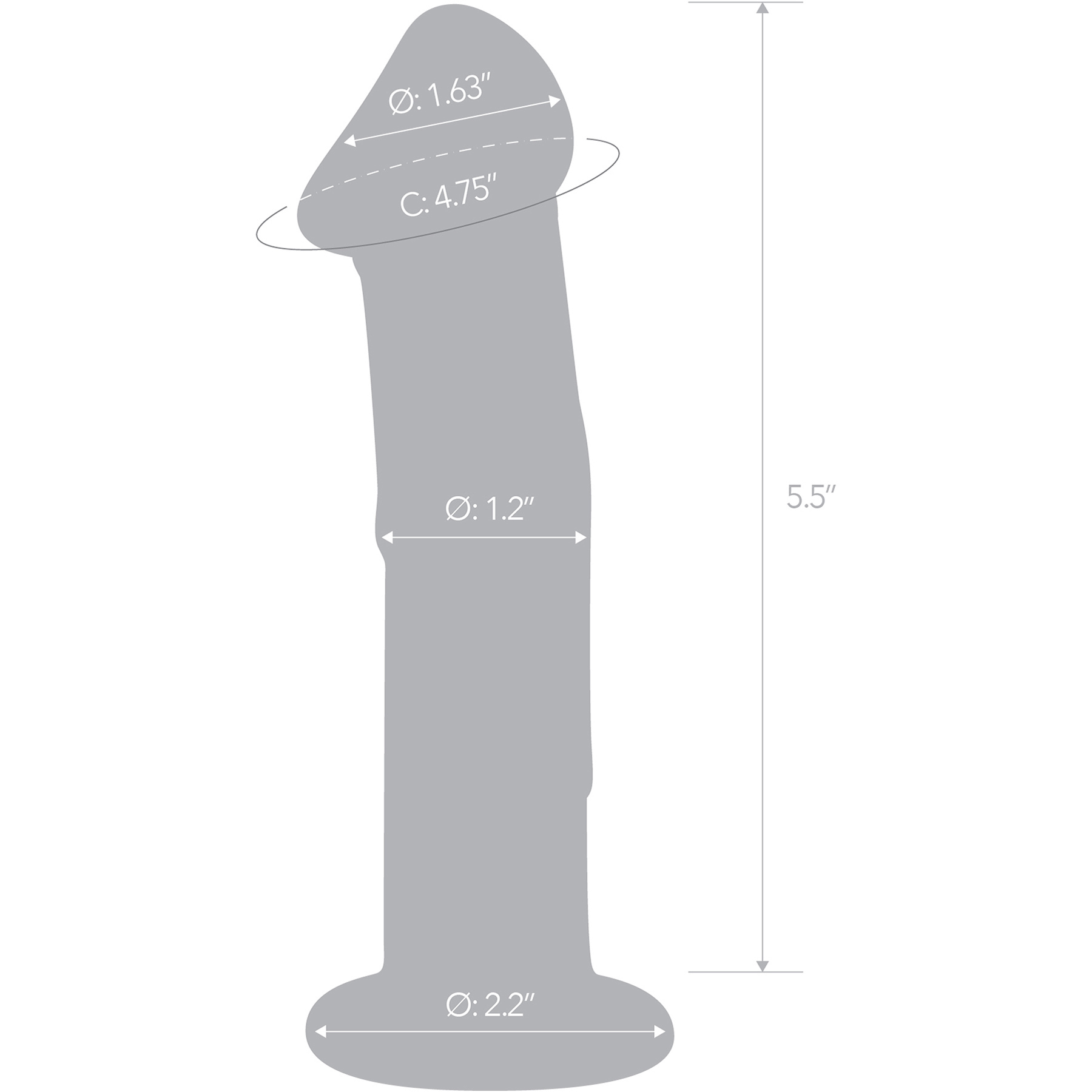 Gläs 6" Glass Dildo With Veins & Flat Base - Measurements