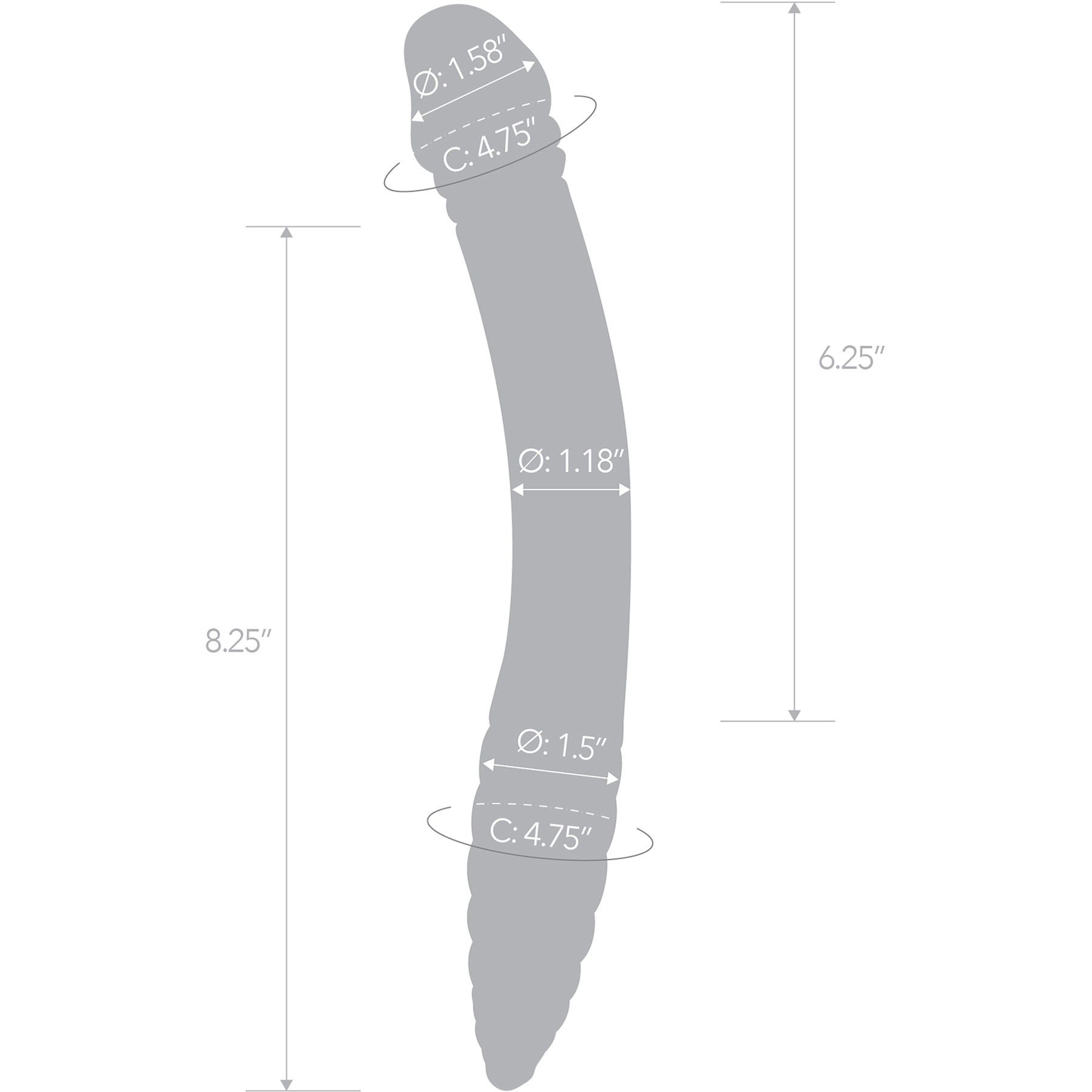 Gläs 11" Double Sided Glass G-Spot Dildo - Measurements