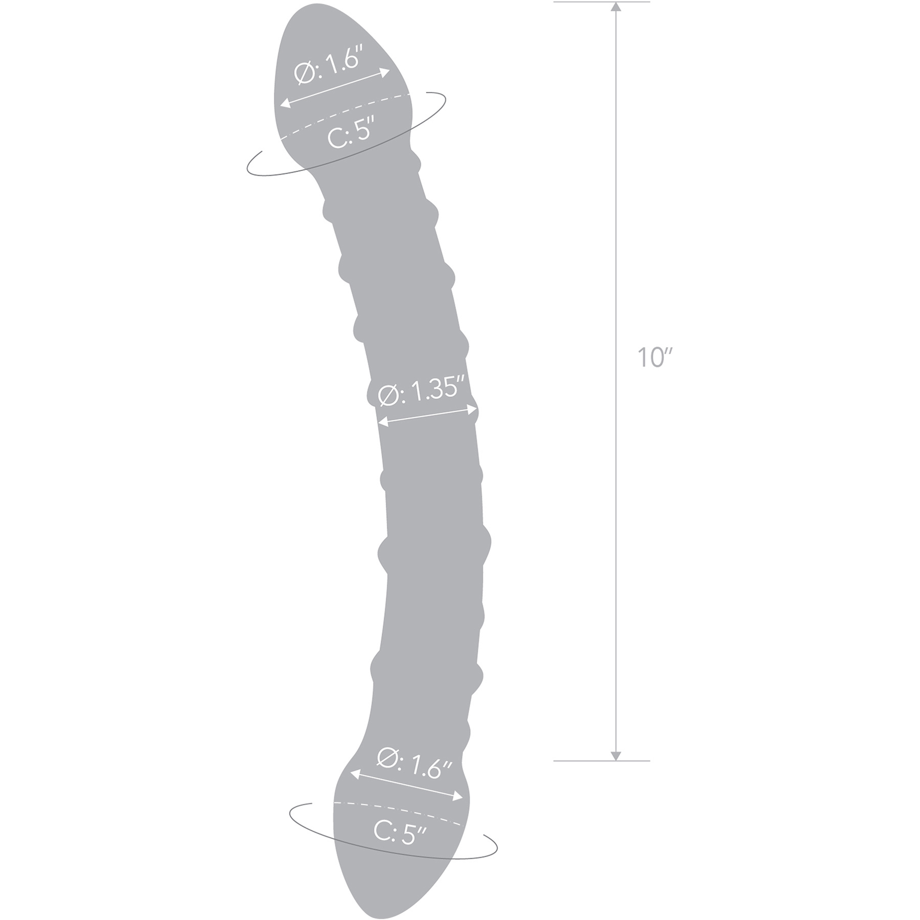 Gläs 12" Girthy Double Trouble Double Sided Glass Dildo - Measurements