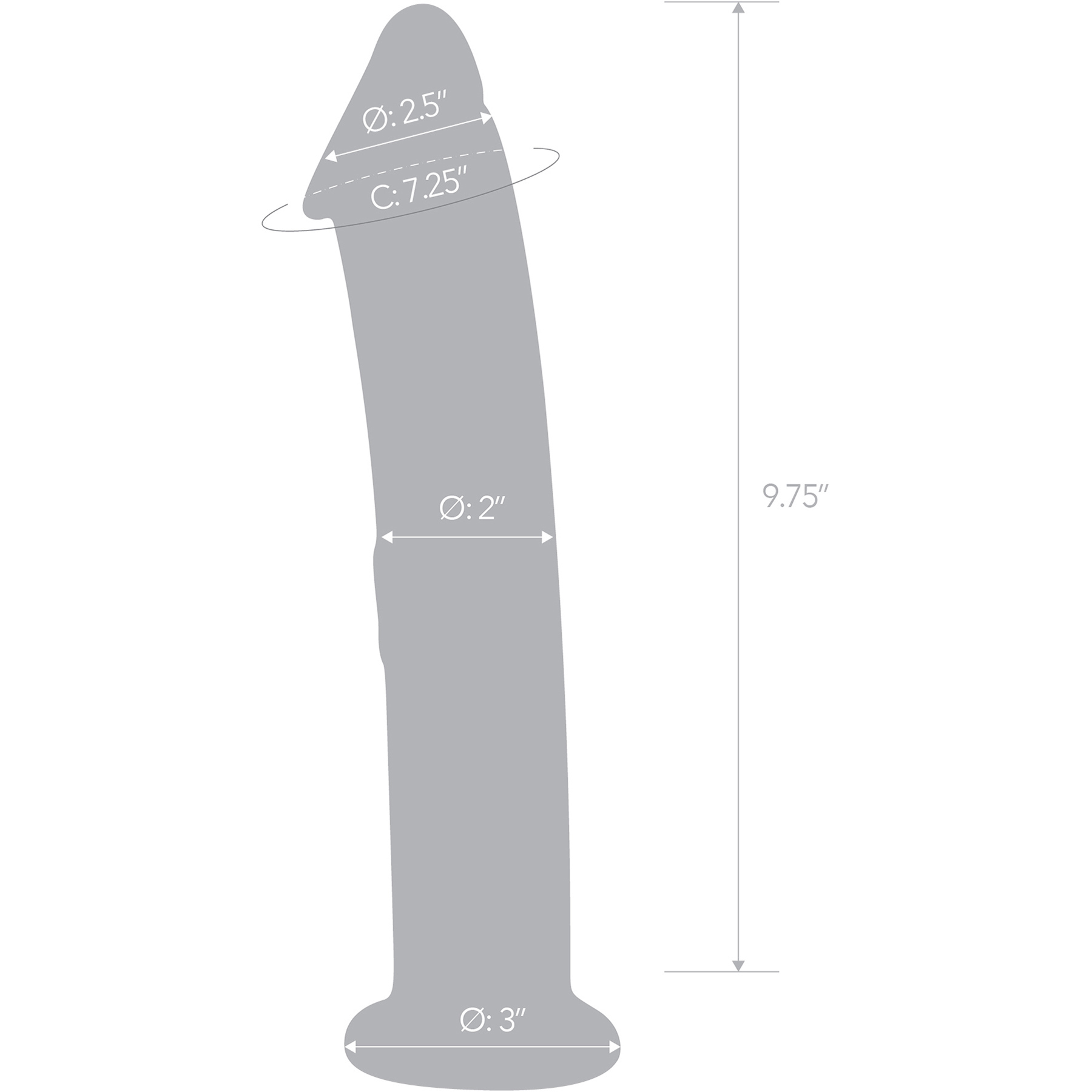 Gläs 12" Glass Dildo With Veins & Flat Base - Measurements