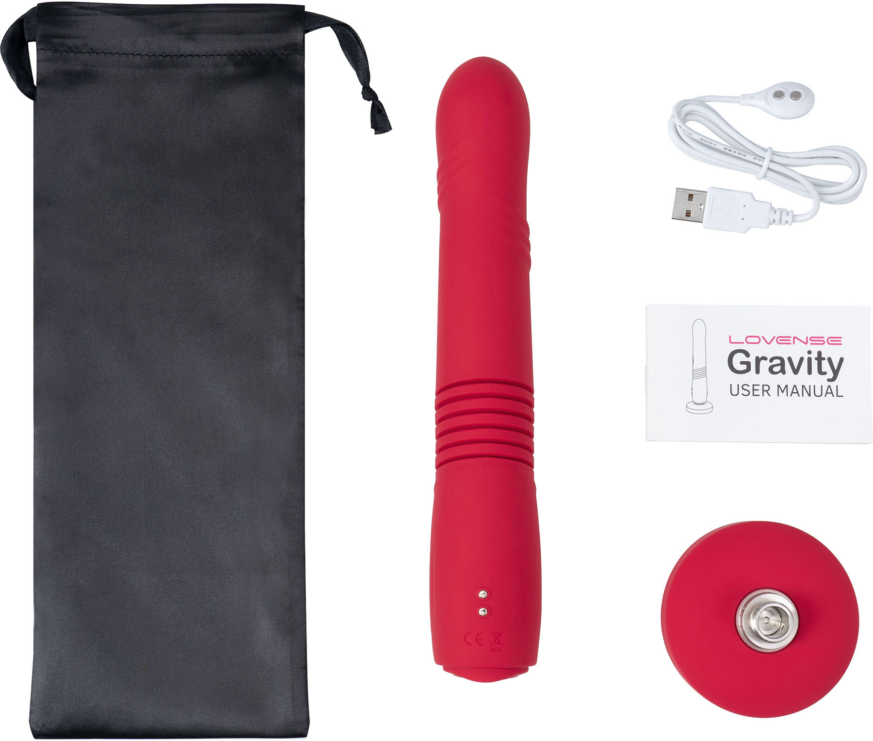 Lovense Gravity App Enabled Waterproof Rechargeable Thrusting & Vibrating Dildo - What's Included