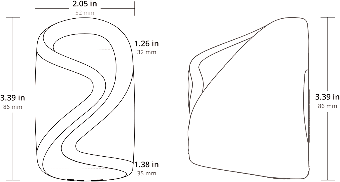 Lovense Gush Bluetooth Controlled Waterproof Silicone Penis Masturbator - Measurements