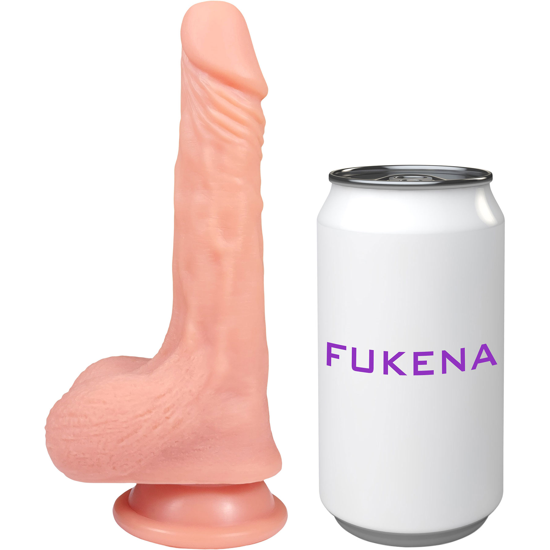 The Hookup 5.25 Inch Silicone Realistic Dildo With Balls & Suction Cup Base By Fukena - Vanilla