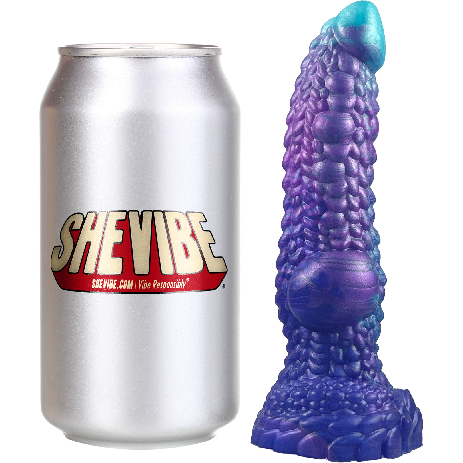 The Hydrus Water Dragon Small 5.5" Silicone Dildo With Soda Can For Reference