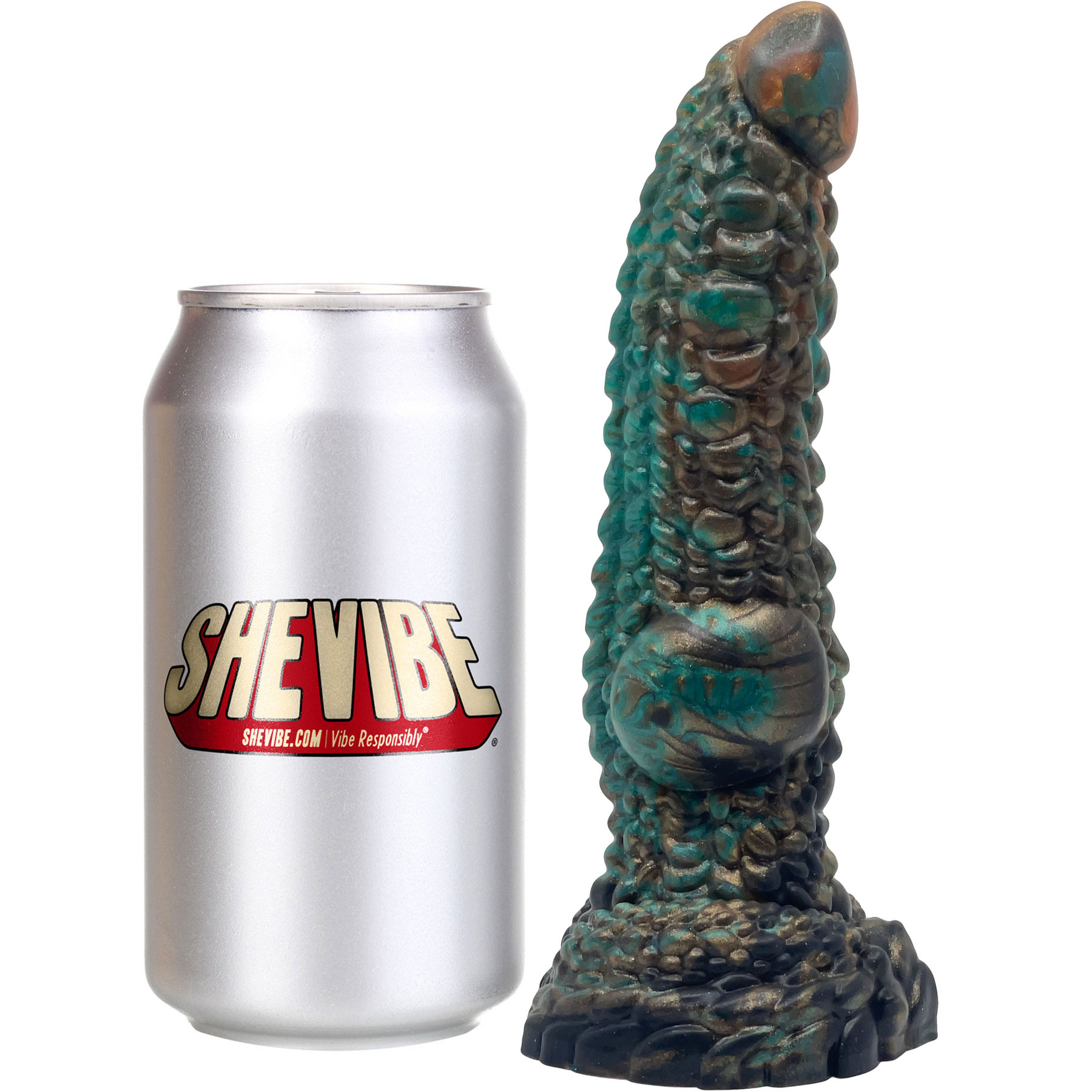 The Hydrus Water Dragon Medium 7" Silicone Dildo With Soda Can For Reference