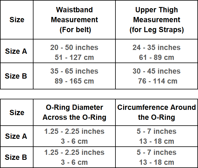 Joque Cover Harness Size Chart