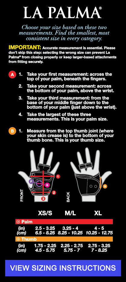 Le Palma Glove Harness Size Information Graphic