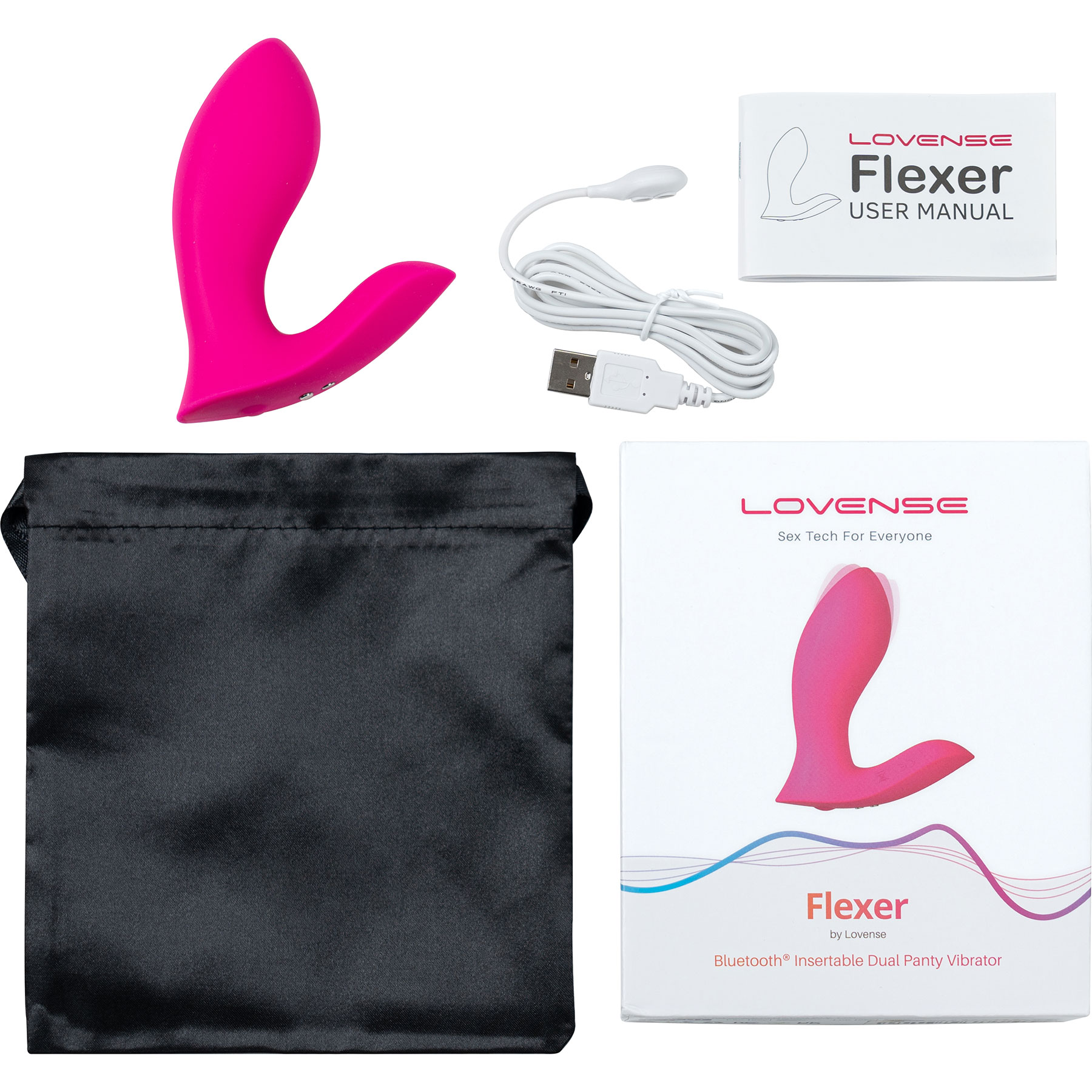 Lovense Flexer Bluetooth Remote Waterproof Rechargeable Hands Free Panty Vibrator - In The Box