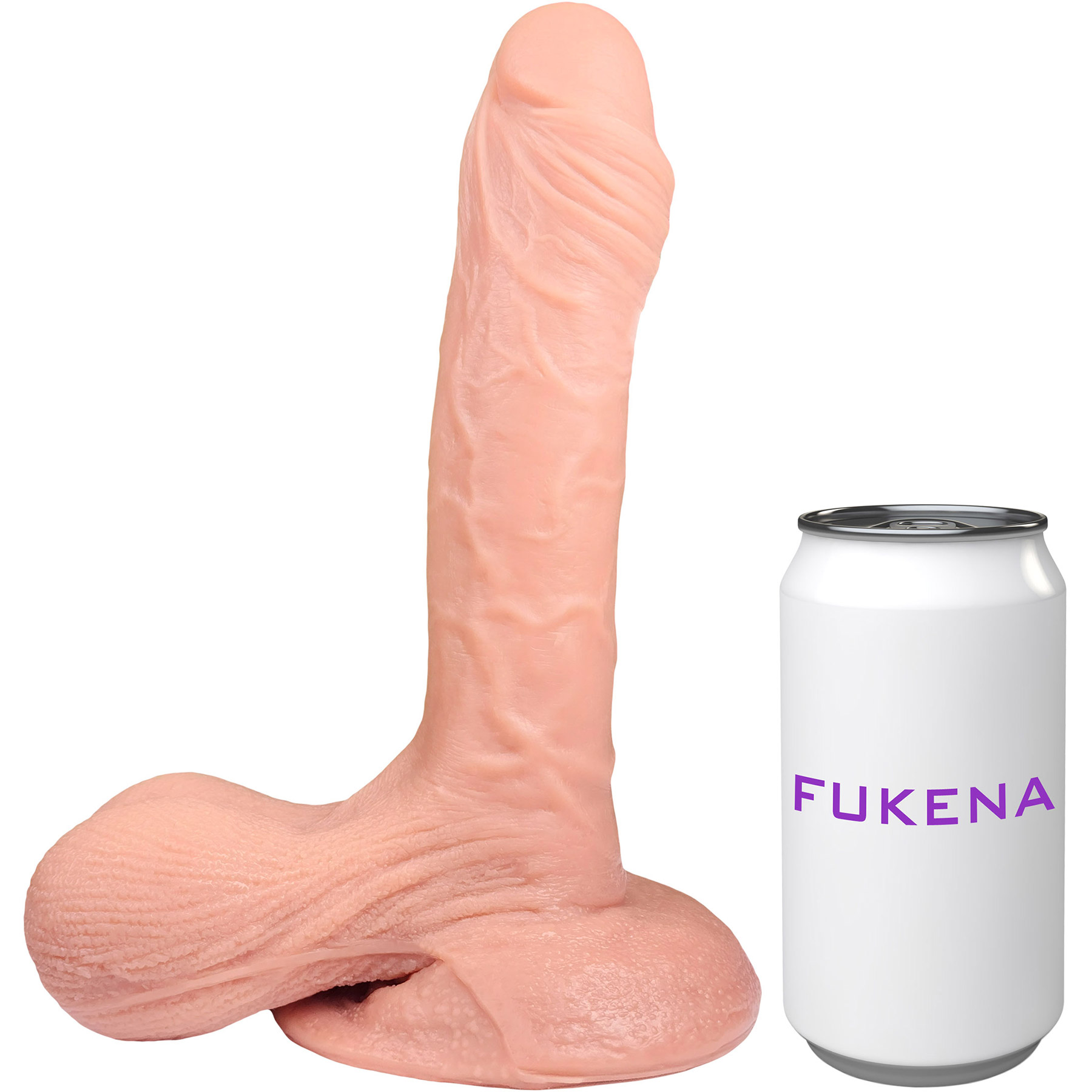 The Lumberjack 8.5 Inch Silicone Realistic Dildo With Balls & Suction Cup Base By Fukena - Measurements