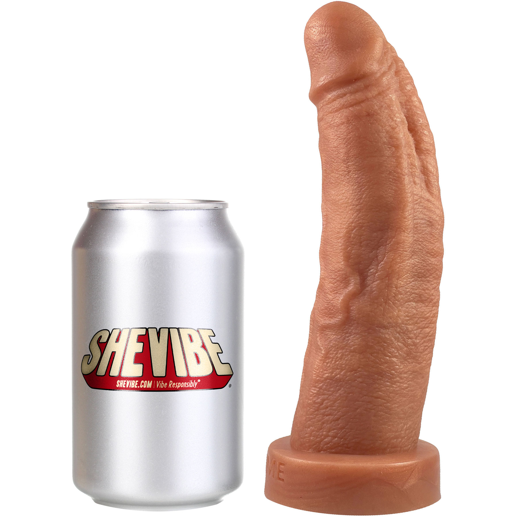 The Maximus Medium 8.25" Platinum Silicone Ultrarealistic Dildo By Uberrime - With Can For Size Reference
