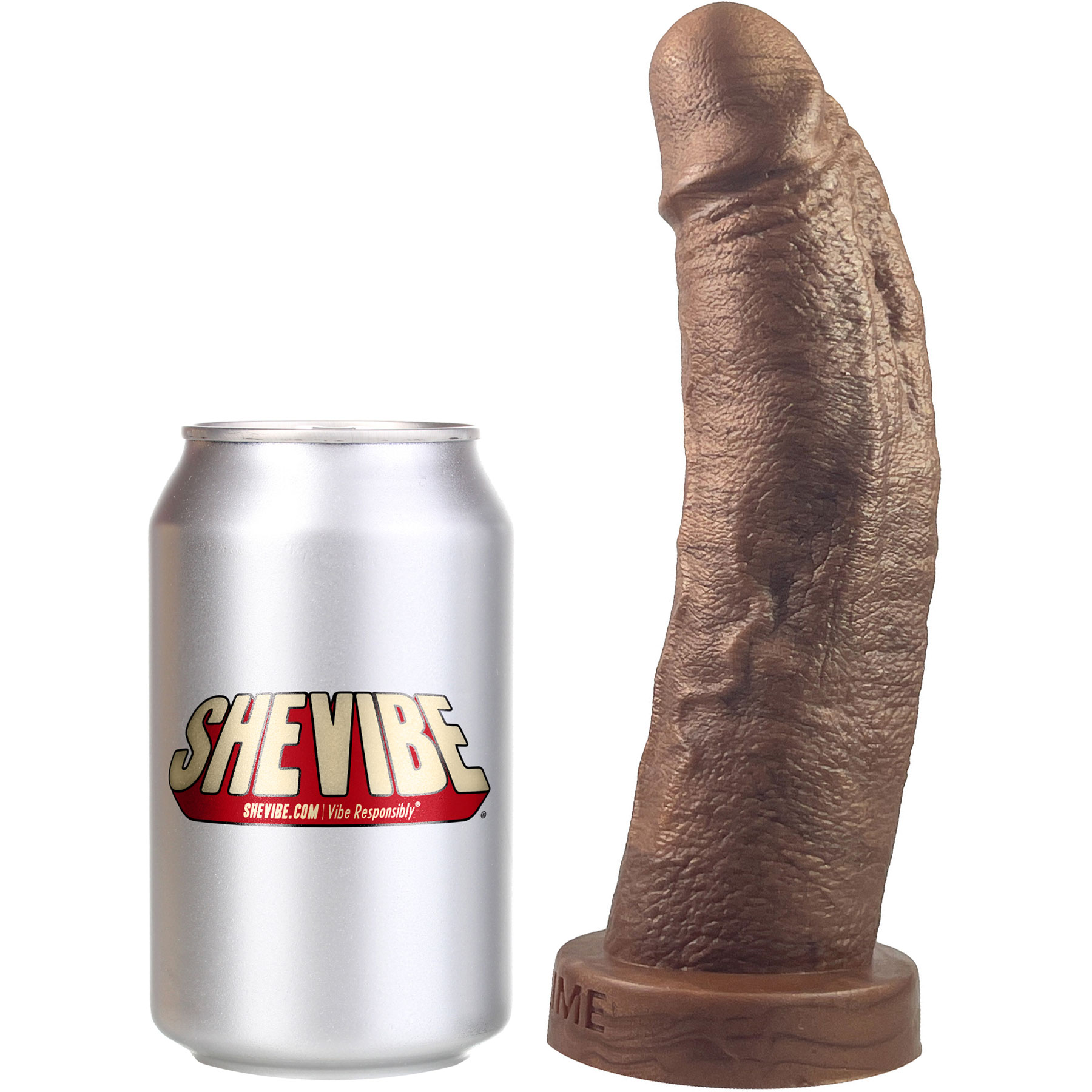 The Maximus Medium 8.25" Platinum Silicone Ultrarealistic Dildo By Uberrime - With Can For Size Reference