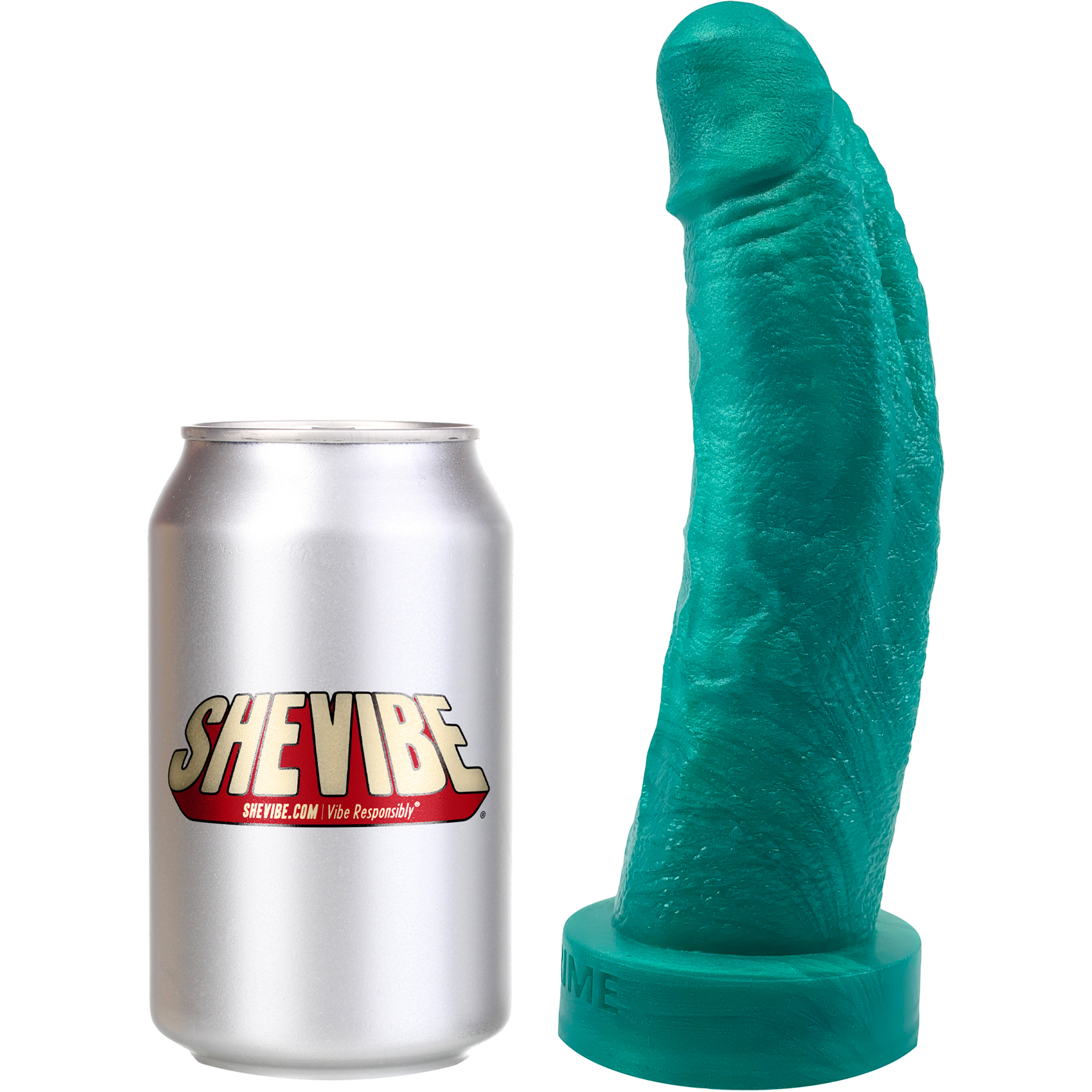 The Maximus Medium Platinum 8.25" Silicone Ultrarealistic Dildo With Soda Can For Reference