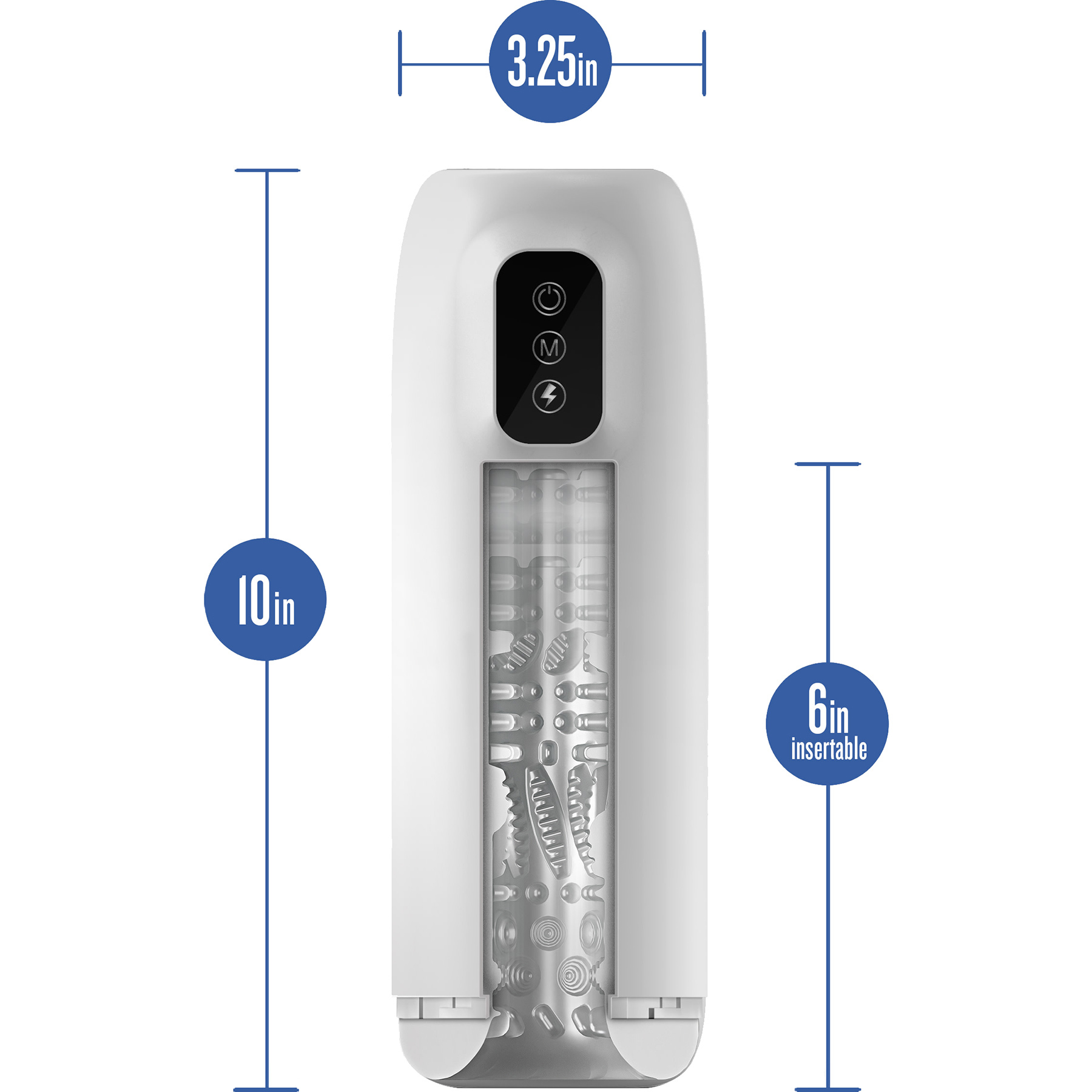 M For Men Robo-Bator Rechargeable Stroking & Vibrating Penis Masturbator - Measurements