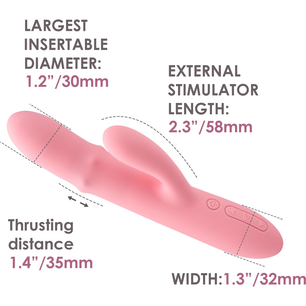 SVAKOM Mora Neo Rechargeable Silicone App Enabled Dual Stimulation Vibrator With Thrusting Beads - Measurements